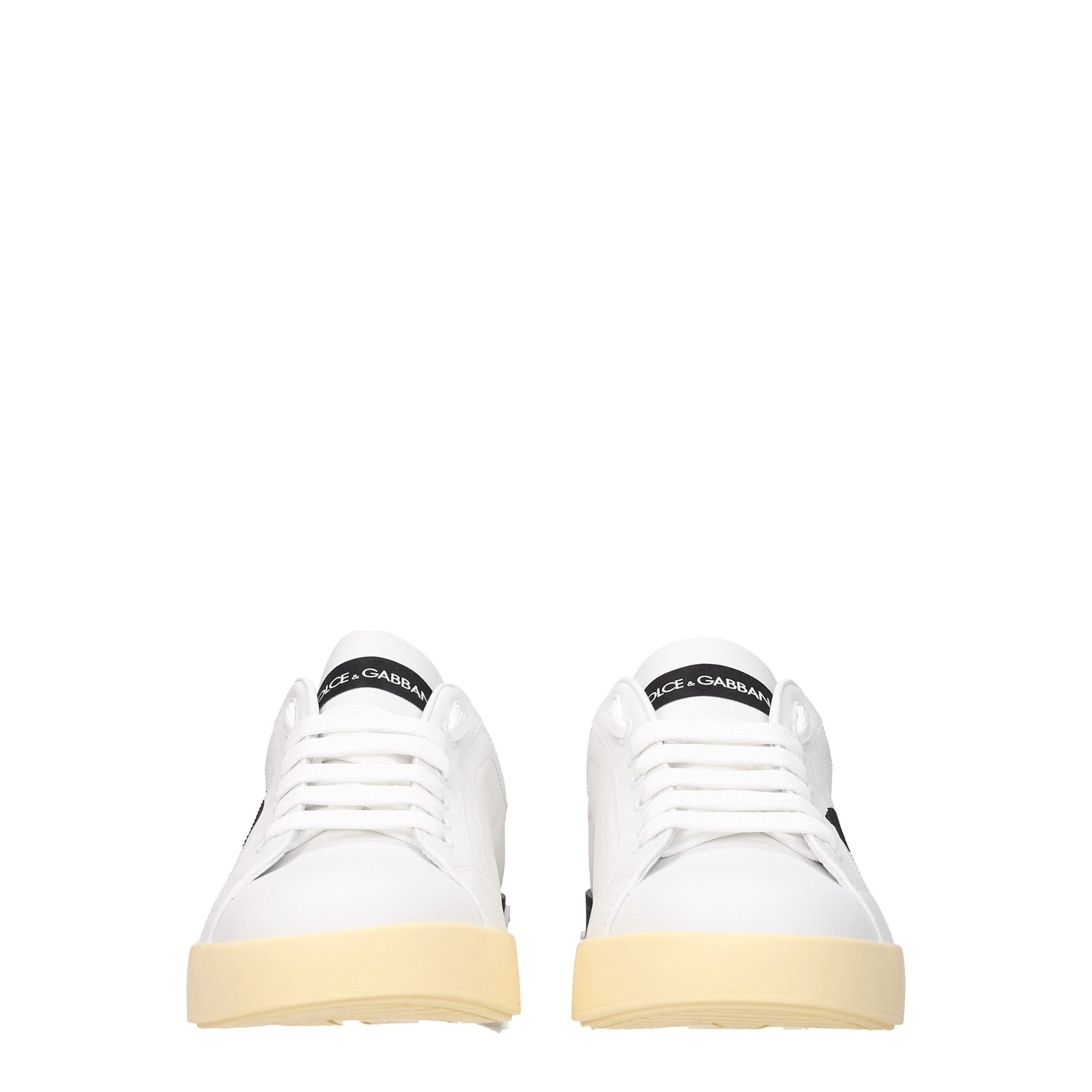 Dolce & Gabbana Weiße Leder-Sneaker mit niedrigem Schaft