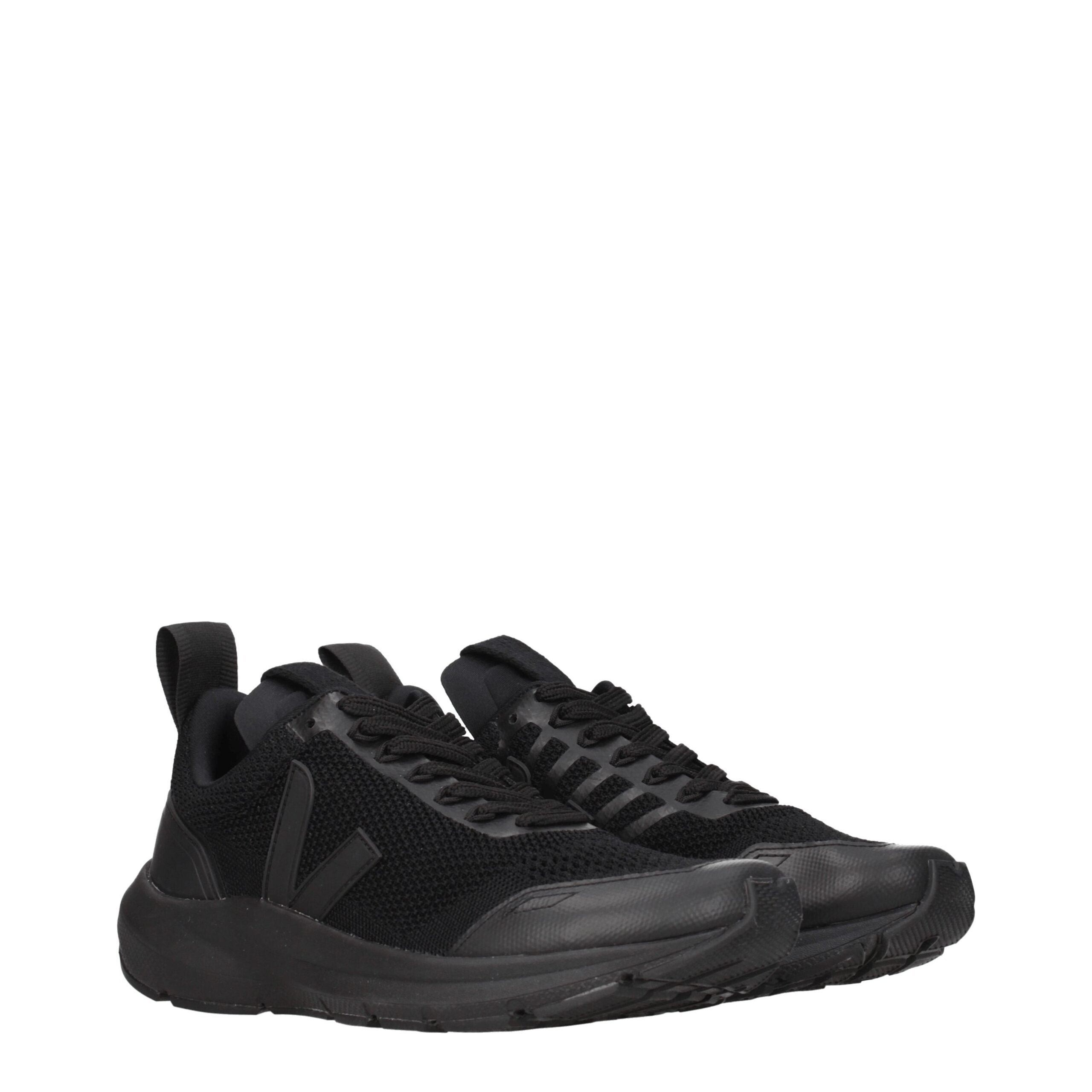 Veja Schwarzer Stoff Sportliche Turnschuhe