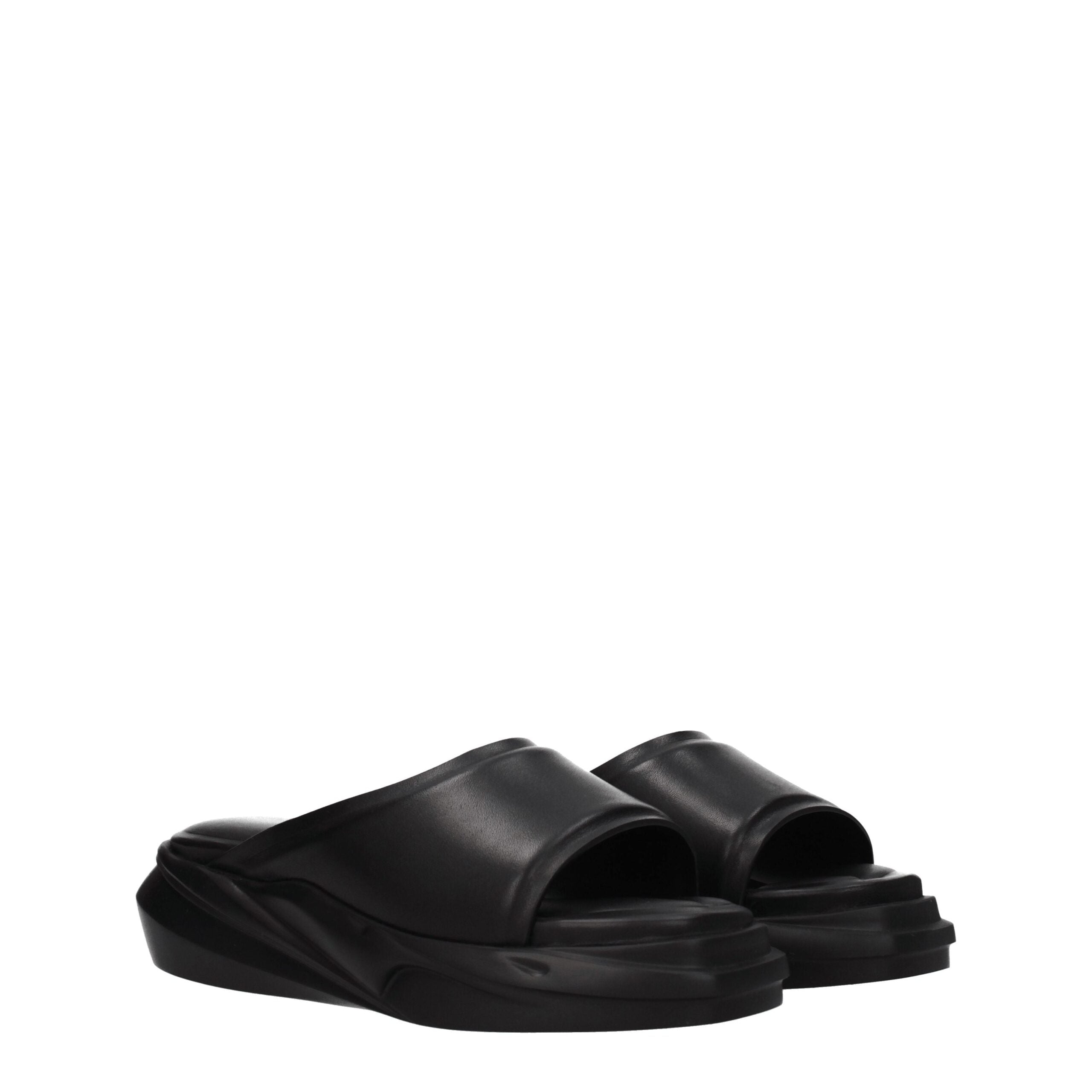 Alyx Elegante Leder-Hausschuhe in Schwarz