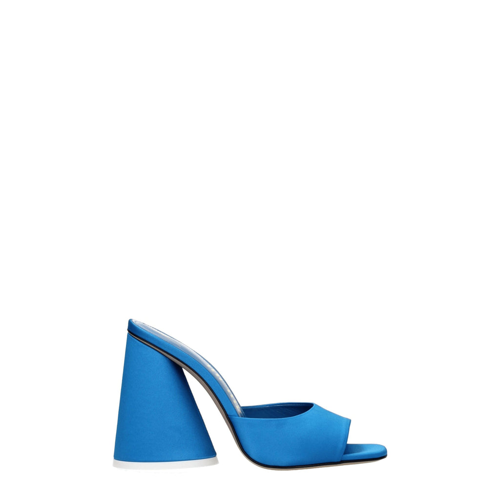 The Attico Hellblaue Satin-Plateausandalen