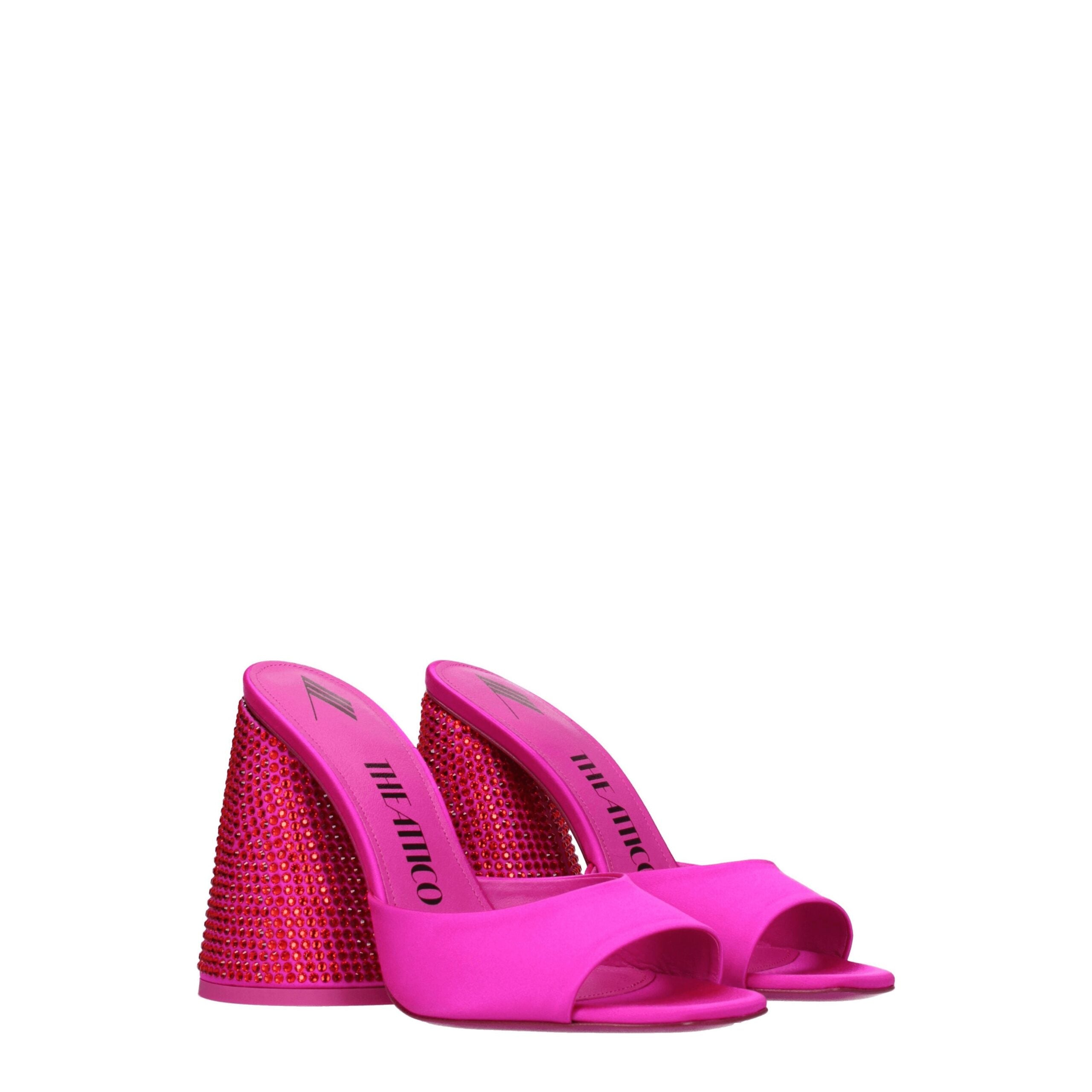 The Attico Satin-Sandalen mit Plateauabsatz in Rosa