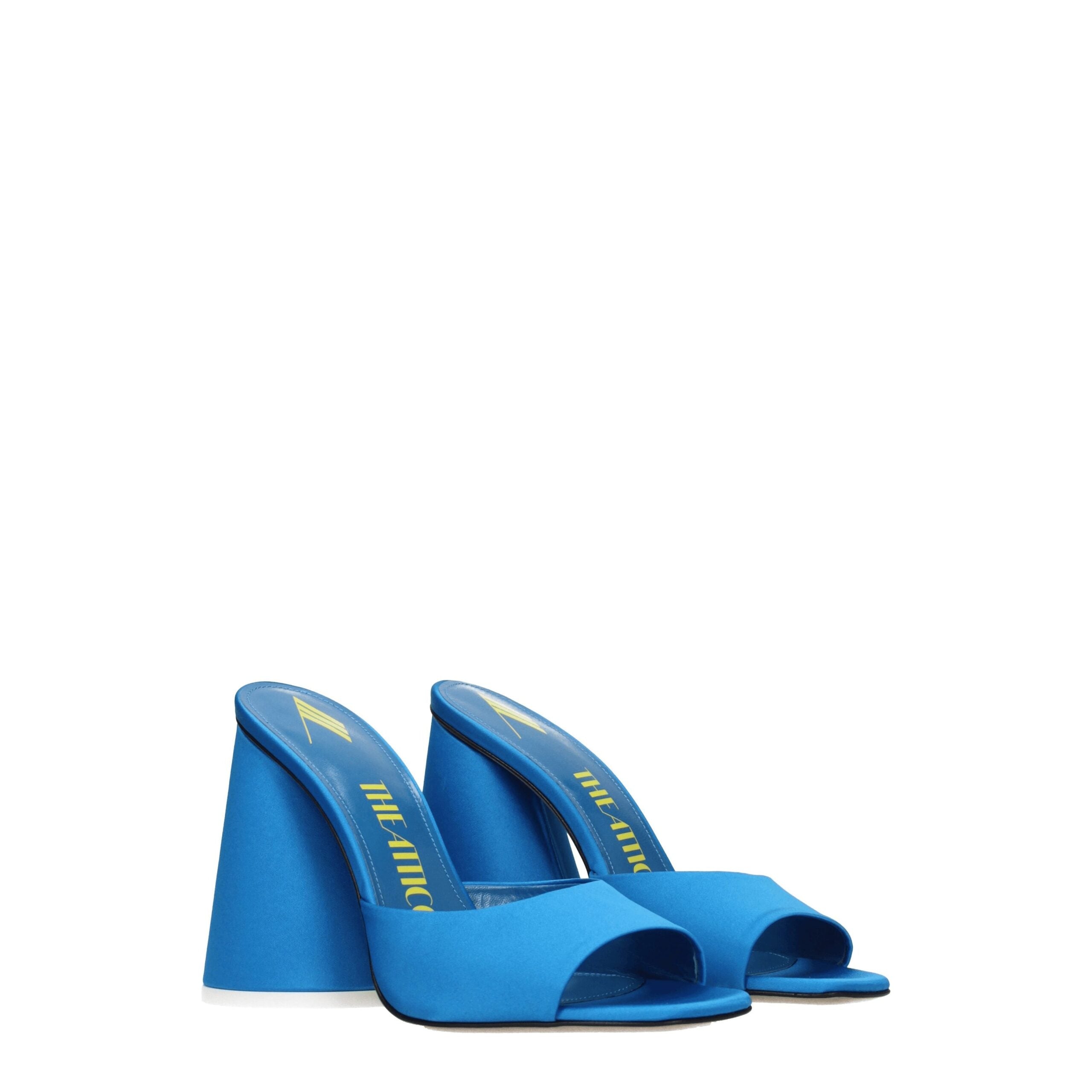 The Attico Hellblaue Satin-Plateausandalen