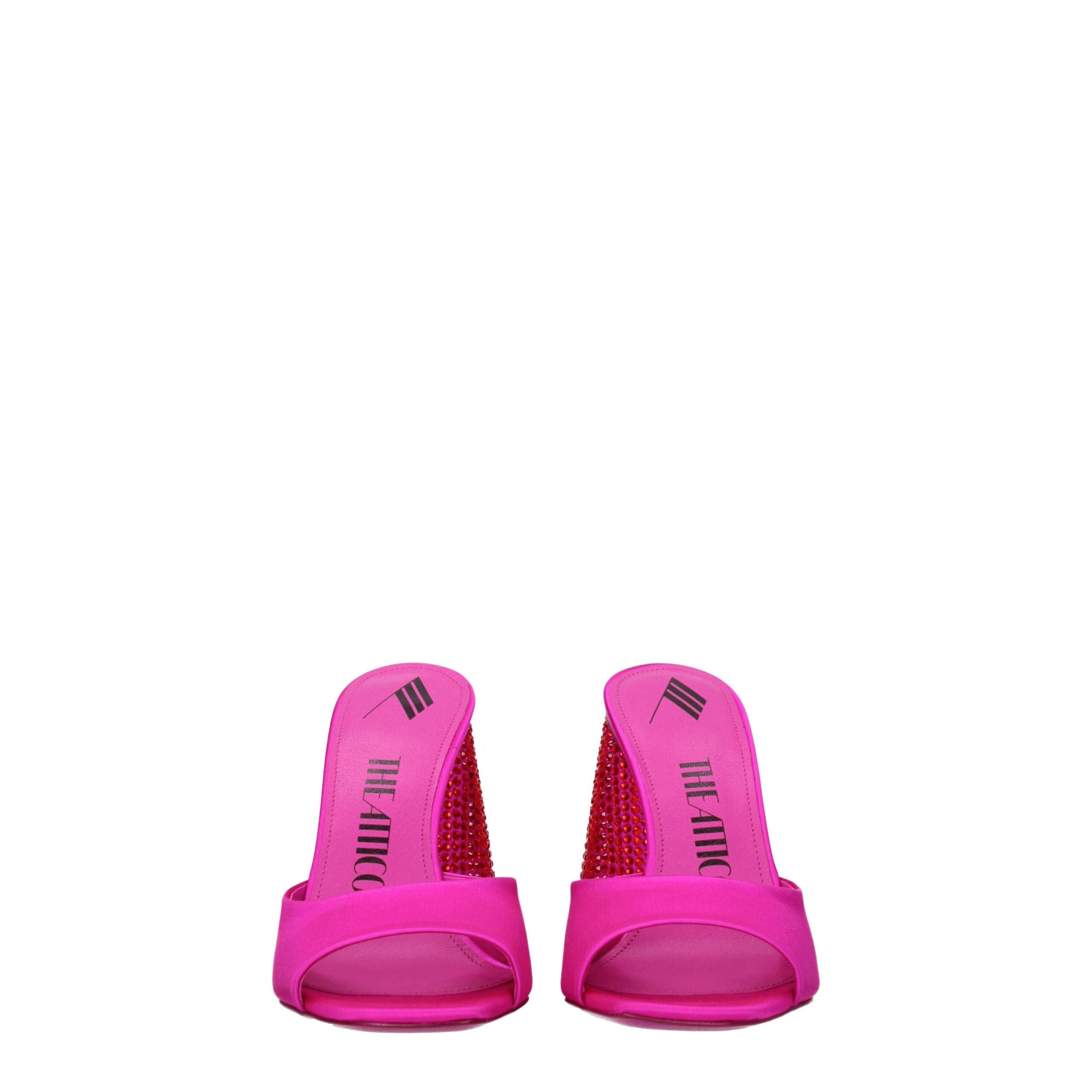 The Attico Satin-Sandalen mit Plateauabsatz in Rosa
