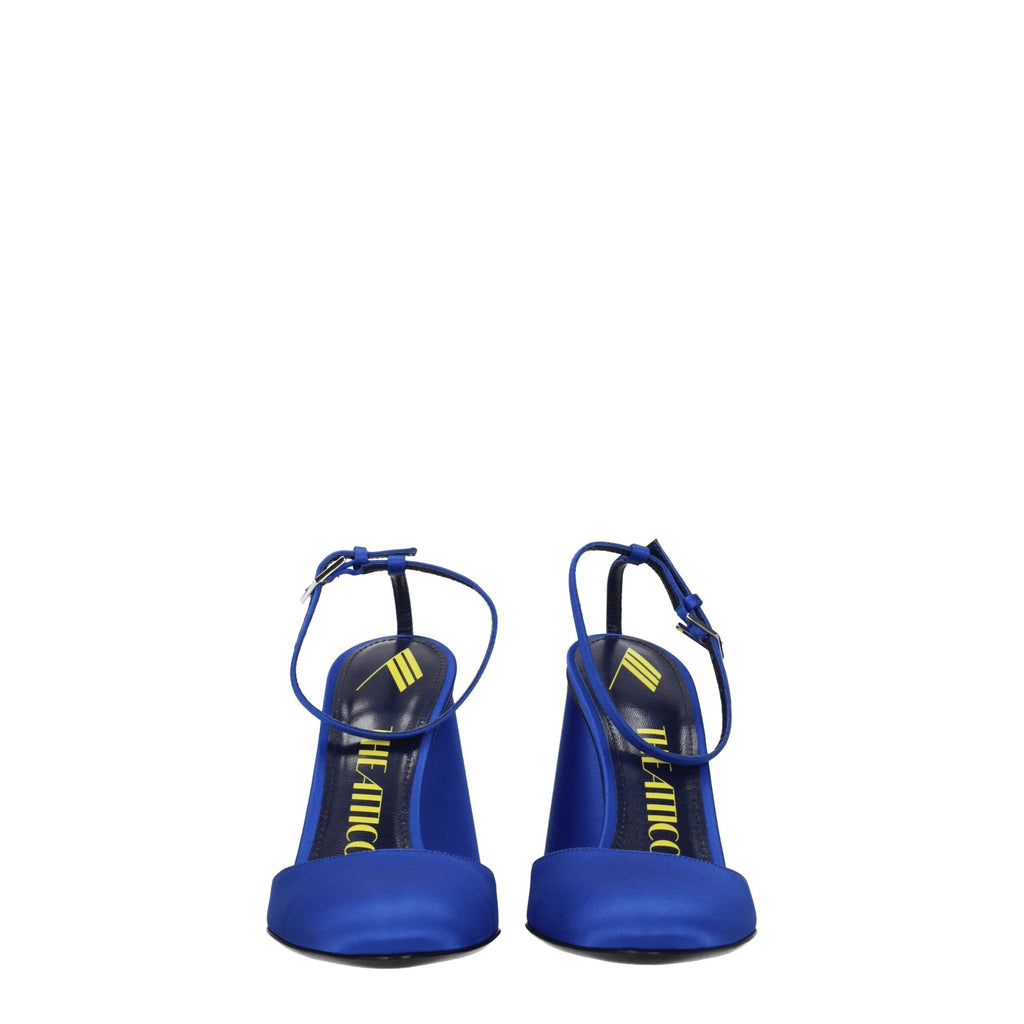 The Attico Blaue Satin-Plateau-Sandalen