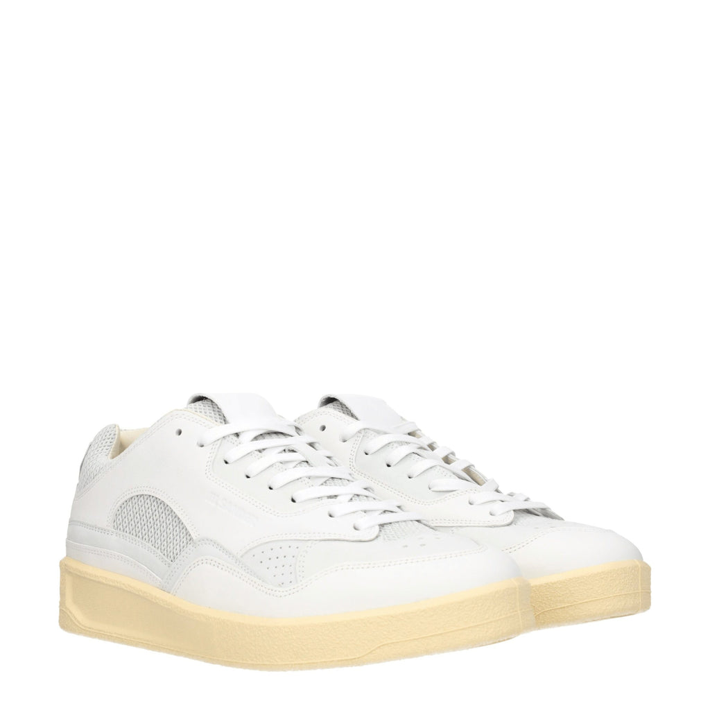 Jil Sander White Low-Top Leather Sneakers
