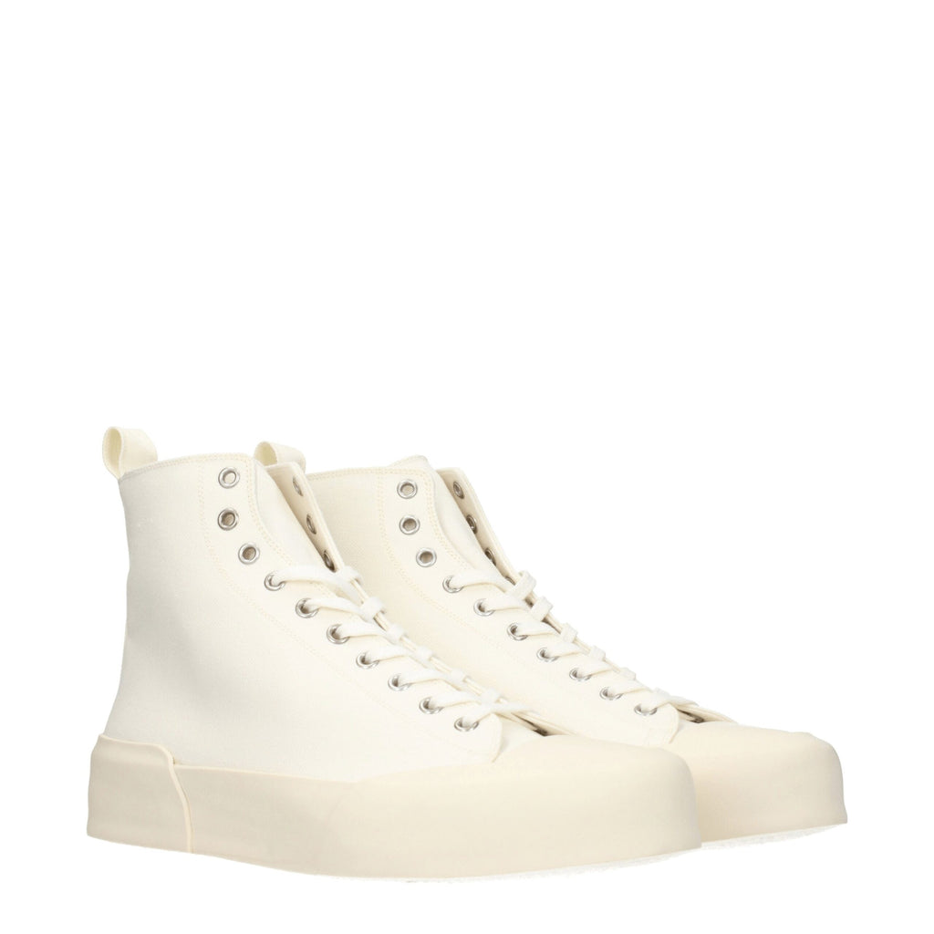 Jil Sander Beigefarbene High-Top-Sneaker aus Stoff