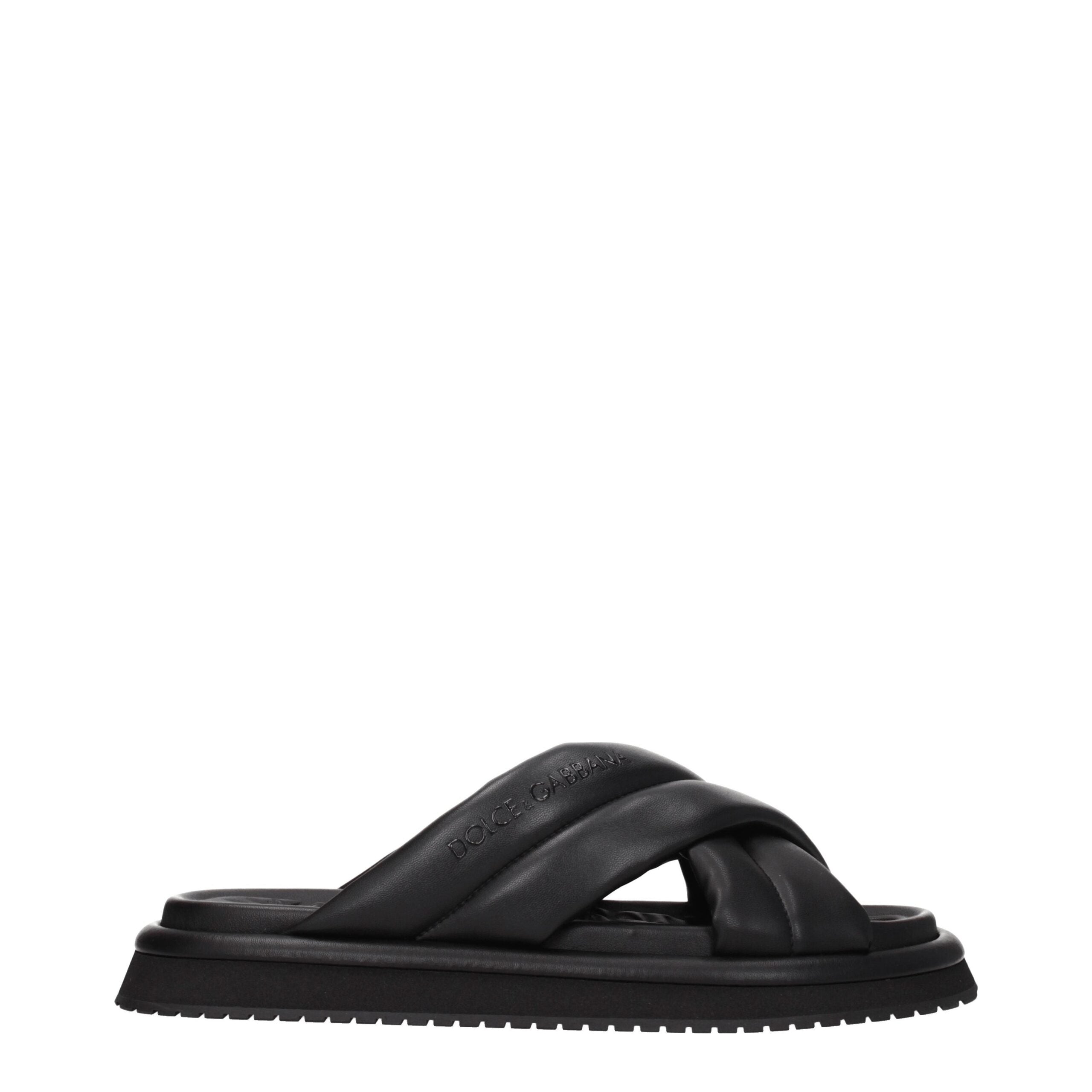 Dolce & Gabbana Schwarze Leder-Hausschuhe