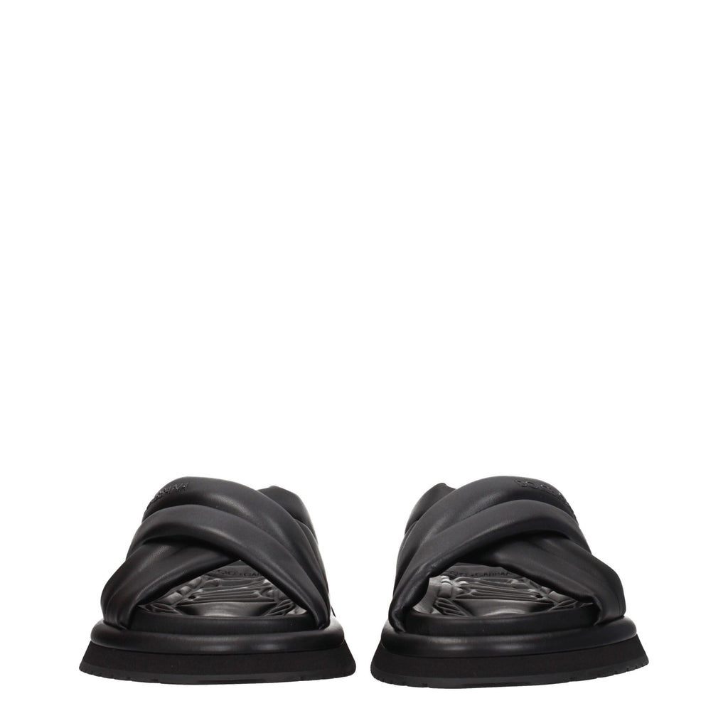 Dolce & Gabbana Schwarze Leder-Hausschuhe