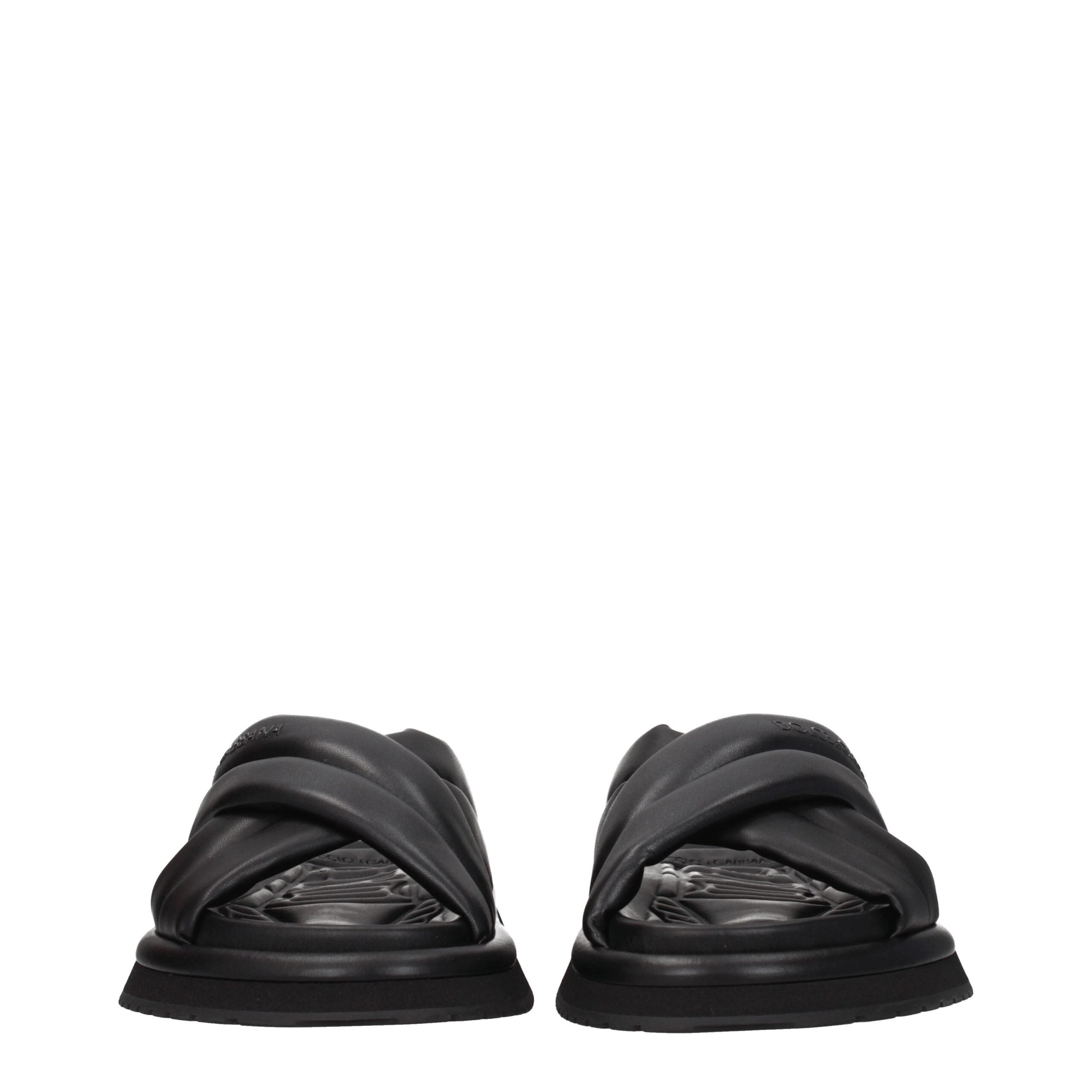 Dolce & Gabbana Schwarze Leder-Hausschuhe