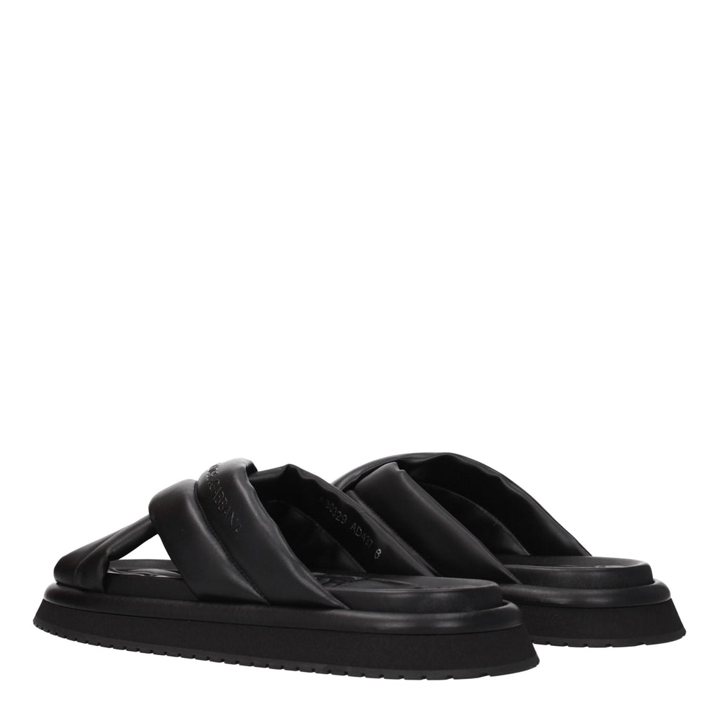 Dolce & Gabbana Schwarze Leder-Hausschuhe