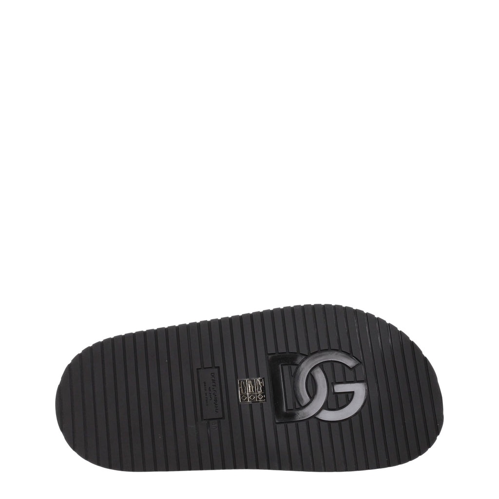 Dolce & Gabbana Schwarze Leder-Hausschuhe