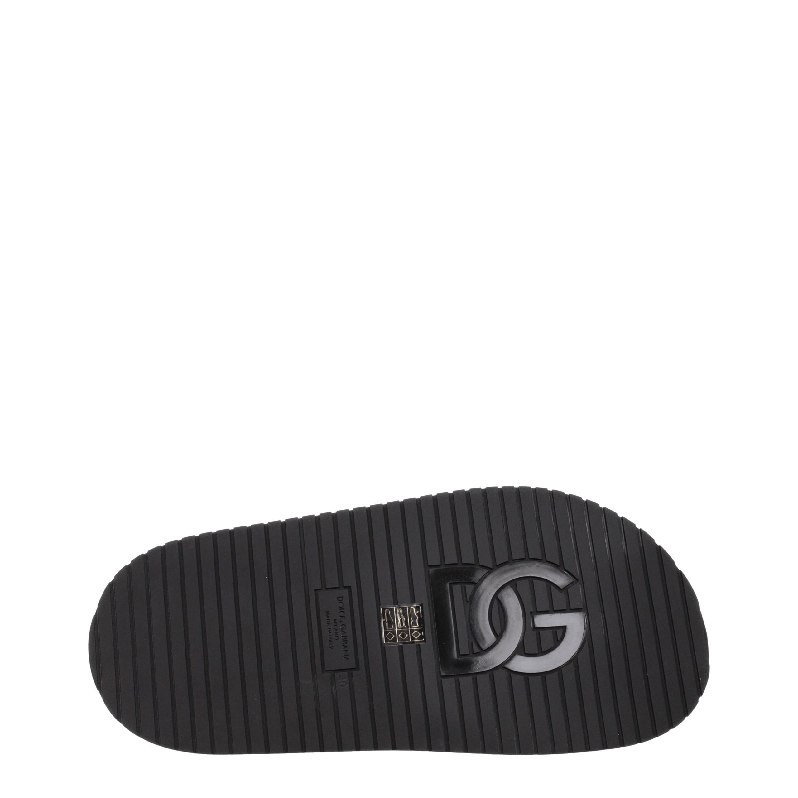 Dolce & Gabbana Schwarze Leder-Hausschuhe