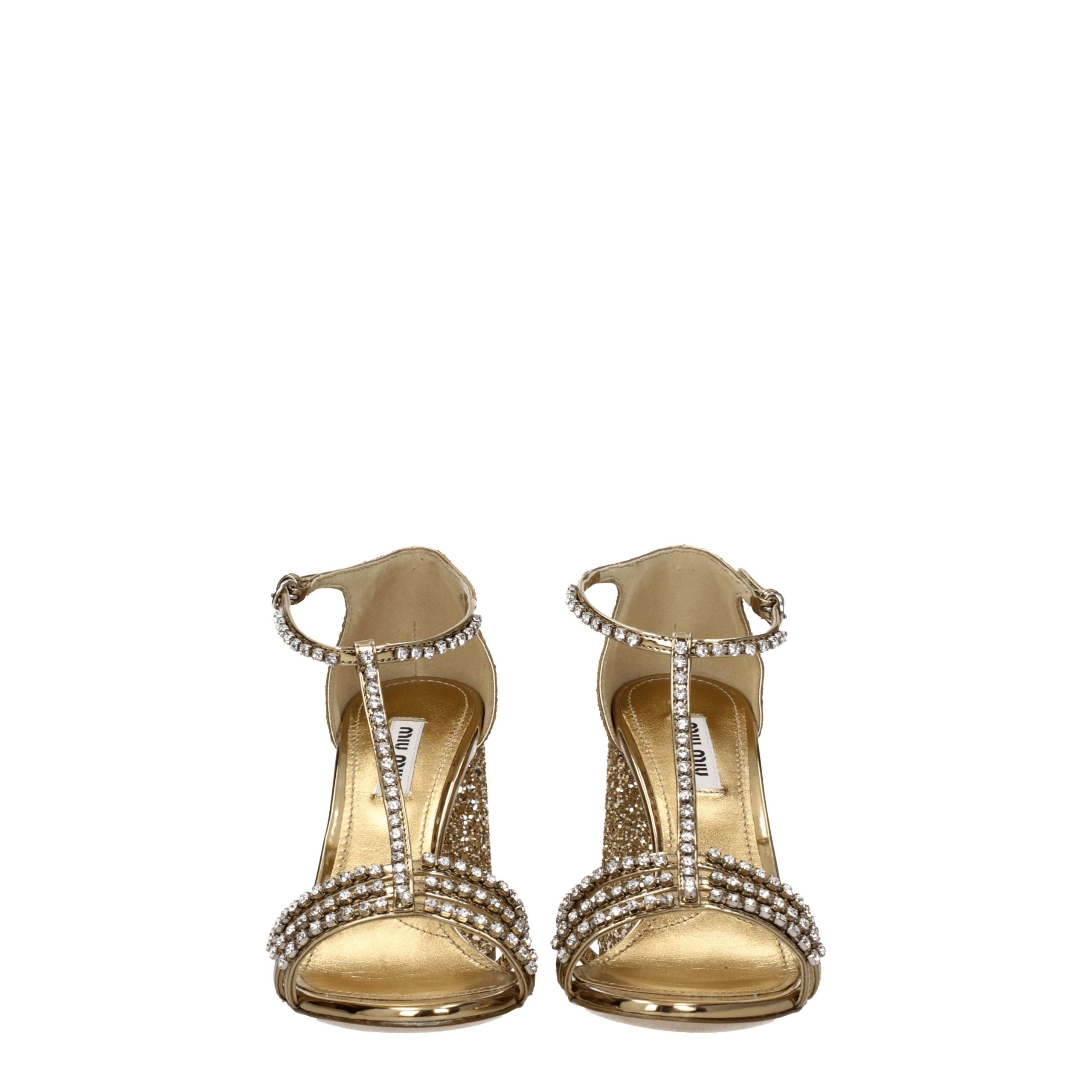 Miu Miu Goldene Plateausandalen aus Kunststoff