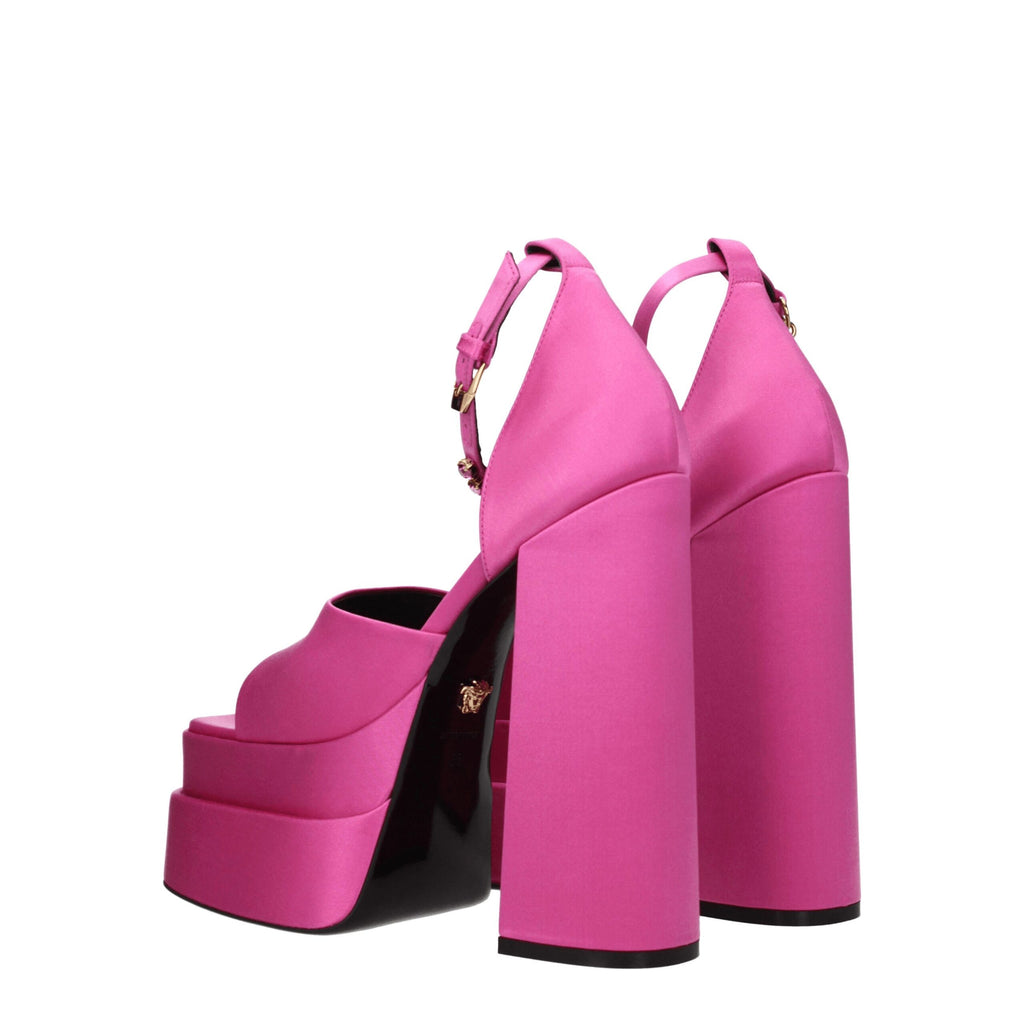 Versace Rosa Satin-Plateausandalen