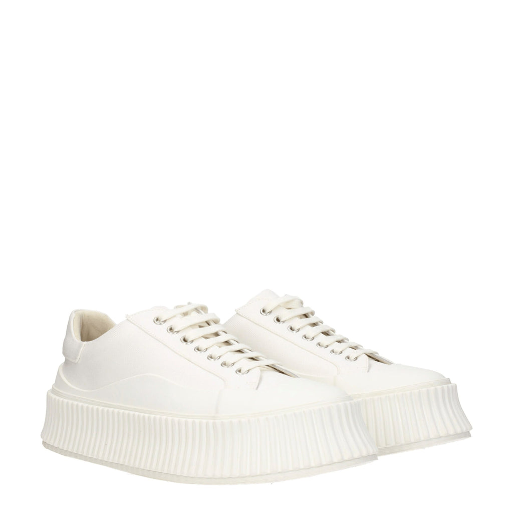 Jil Sander Weiße Plateau-Sneakers aus Stoff