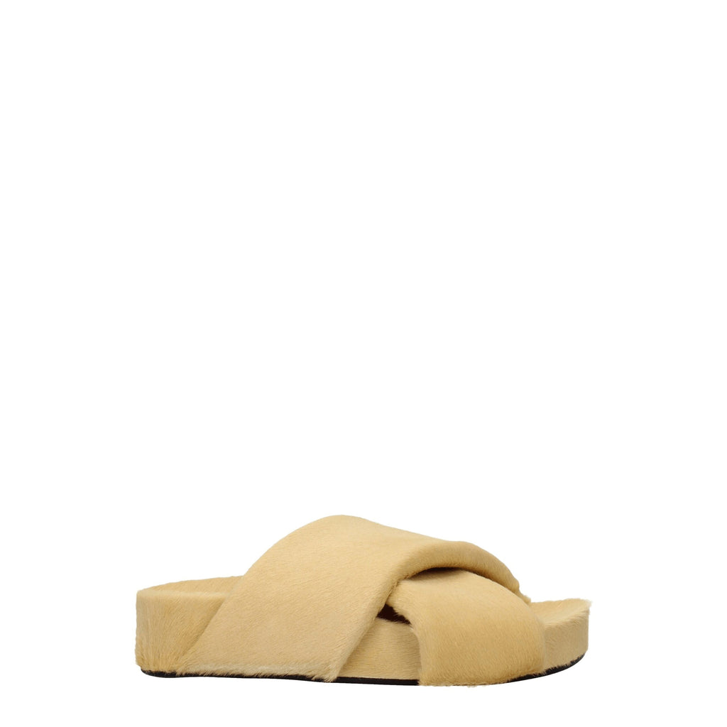 Jil Sander Beigefarbene Hausschuhe aus Rosshaar
