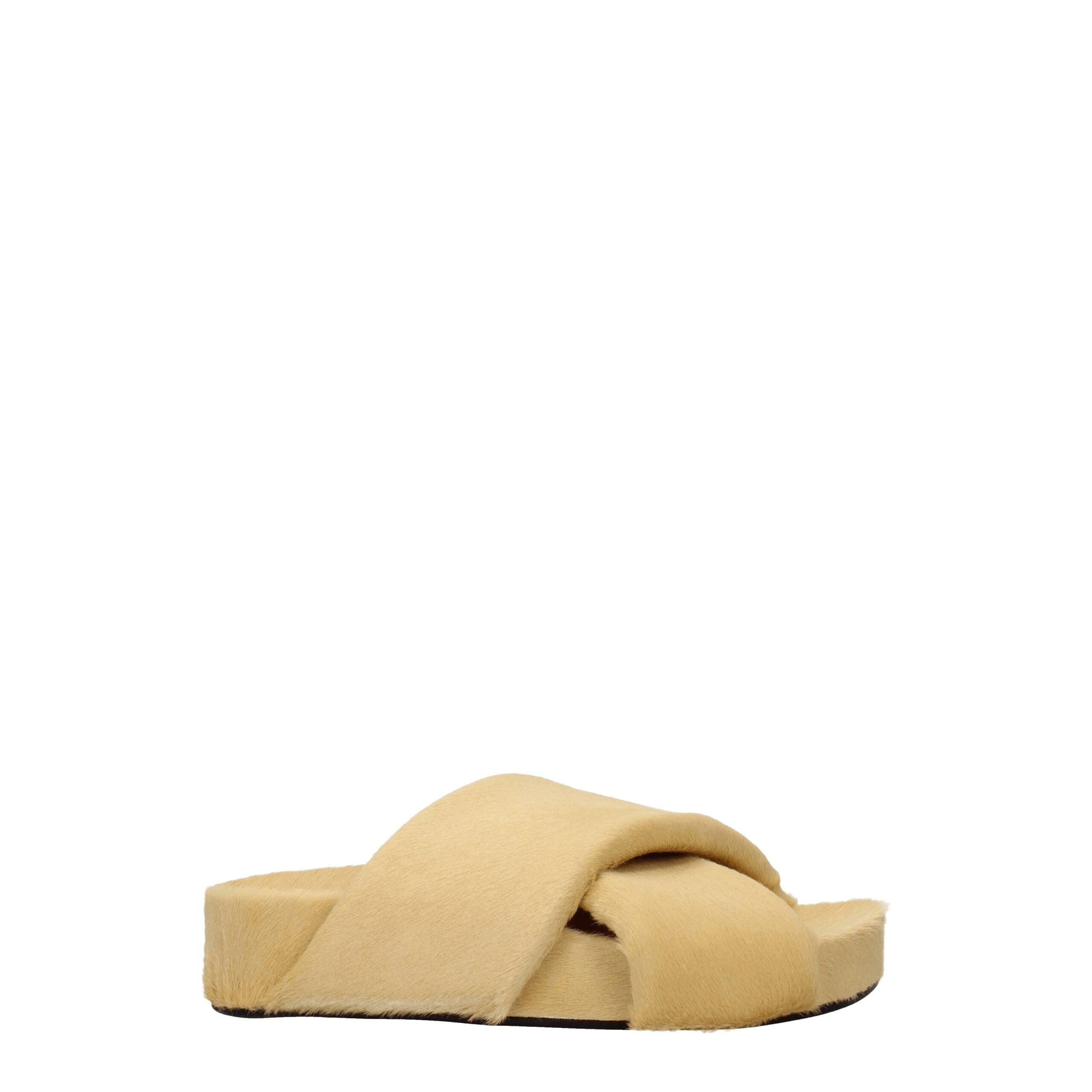 Jil Sander Beigefarbene Hausschuhe aus Rosshaar