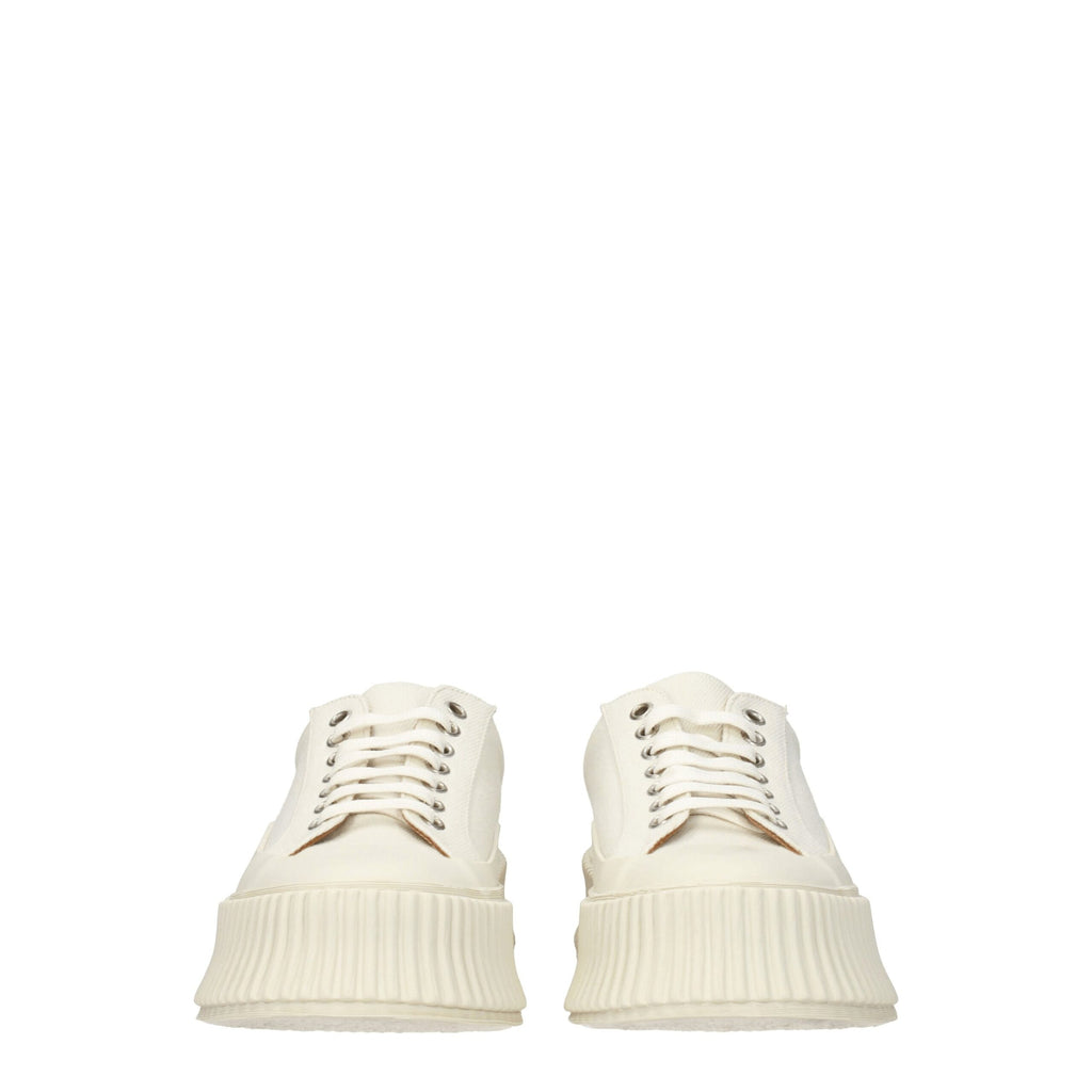 Jil Sander Weiße Plateau-Sneakers aus Stoff