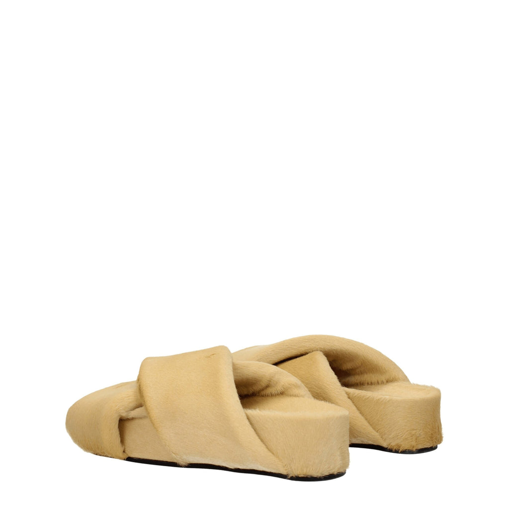 Jil Sander Beigefarbene Hausschuhe aus Rosshaar