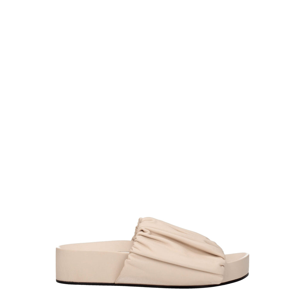 Jil Sander Rosa Leder-Hausschuhe
