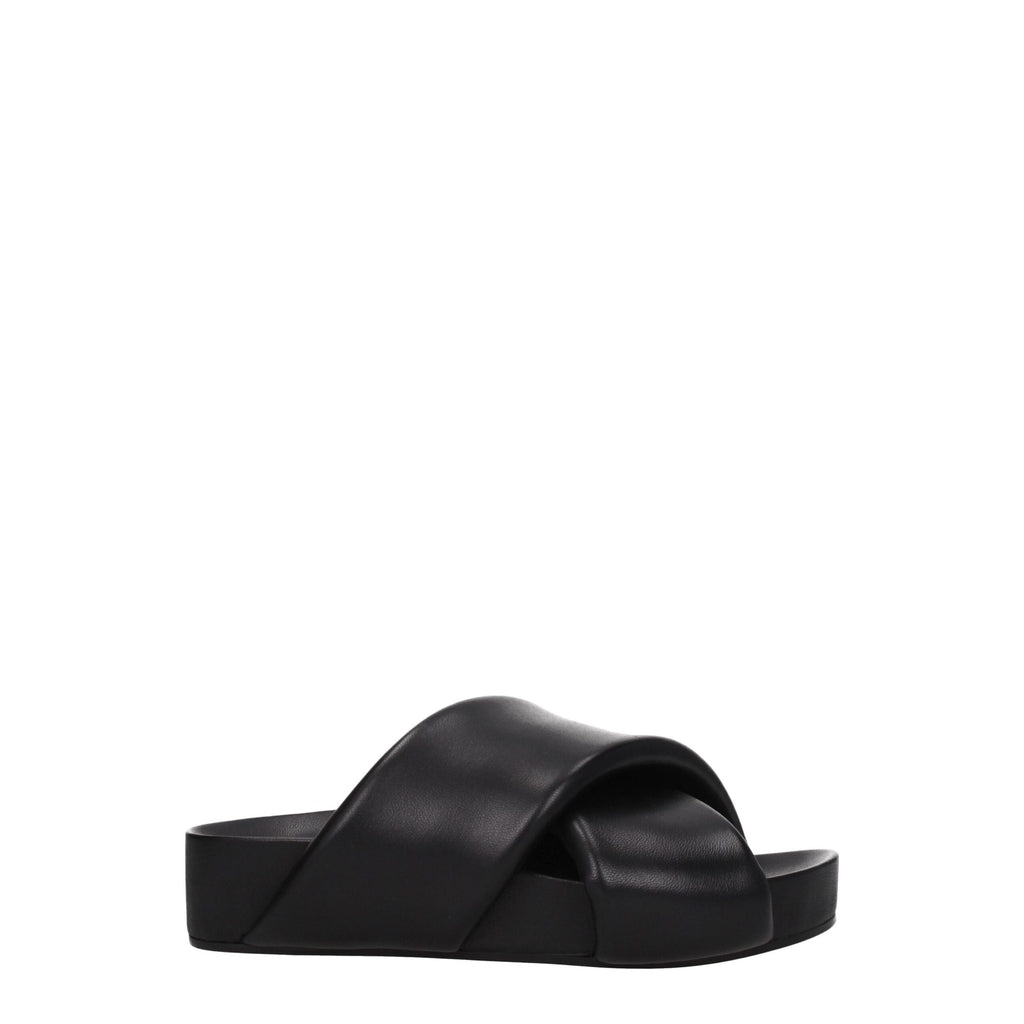 Jil Sander Elegant Black Leather Slippers