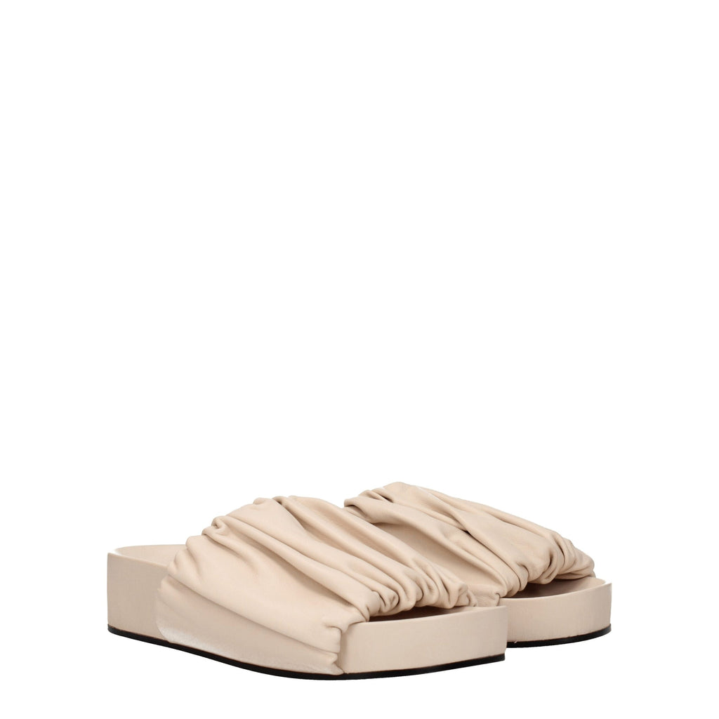 Jil Sander Rosa Leder-Hausschuhe