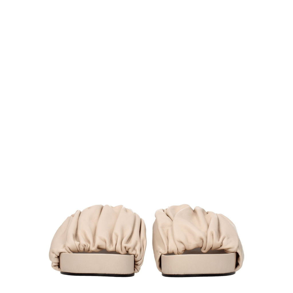 Jil Sander Rosa Leder-Hausschuhe
