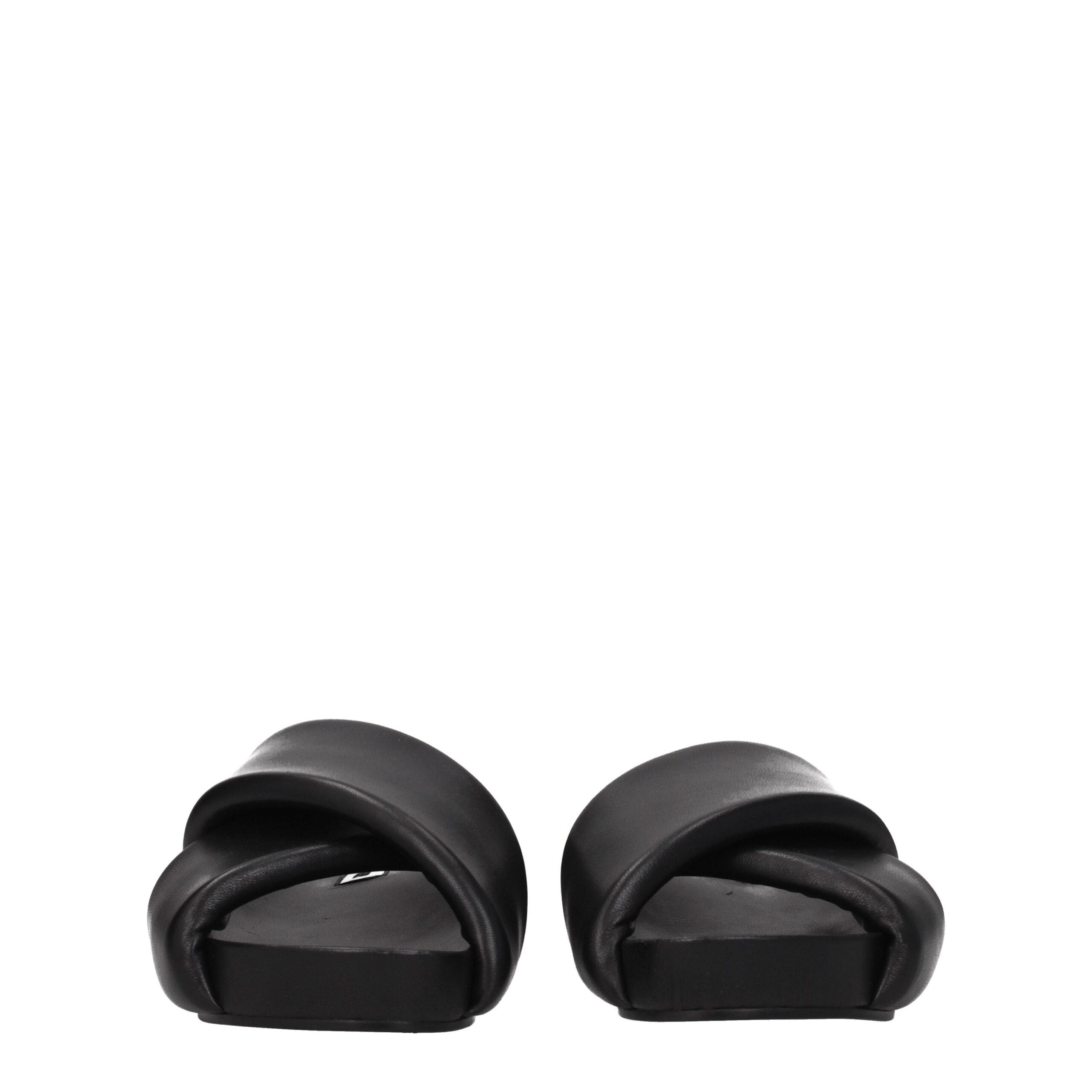 Jil Sander Elegant Black Leather Slippers