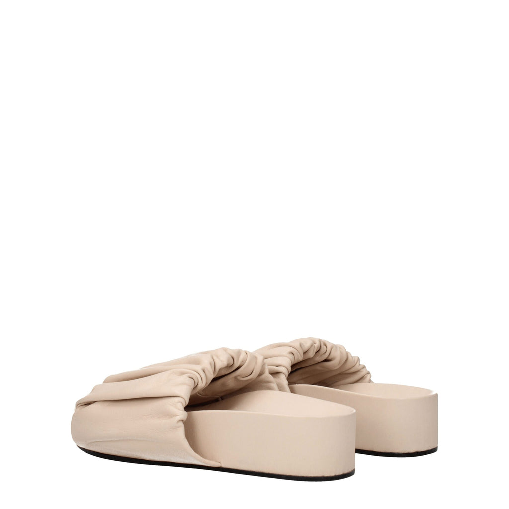 Jil Sander Rosa Leder-Hausschuhe