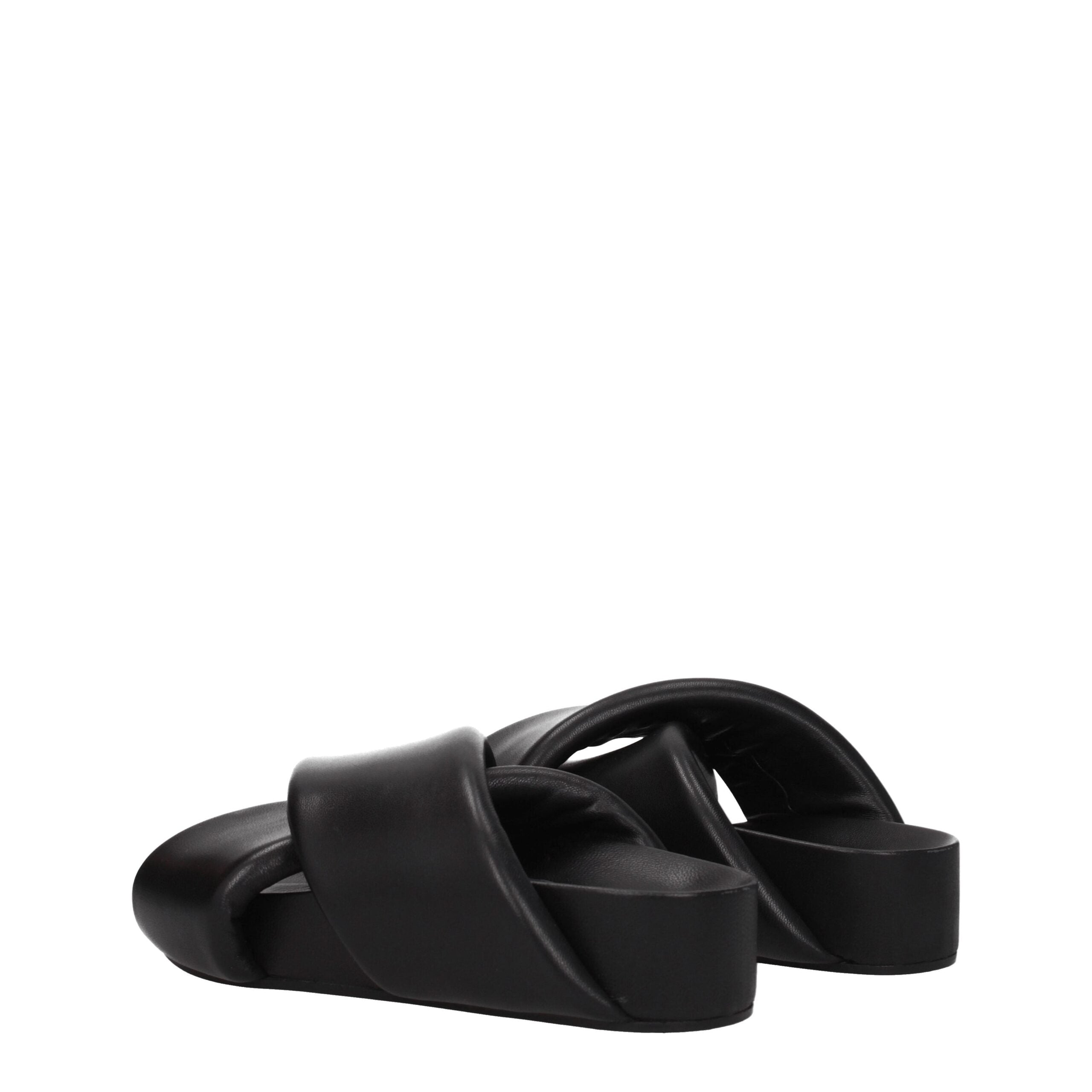 Jil Sander Elegant Black Leather Slippers
