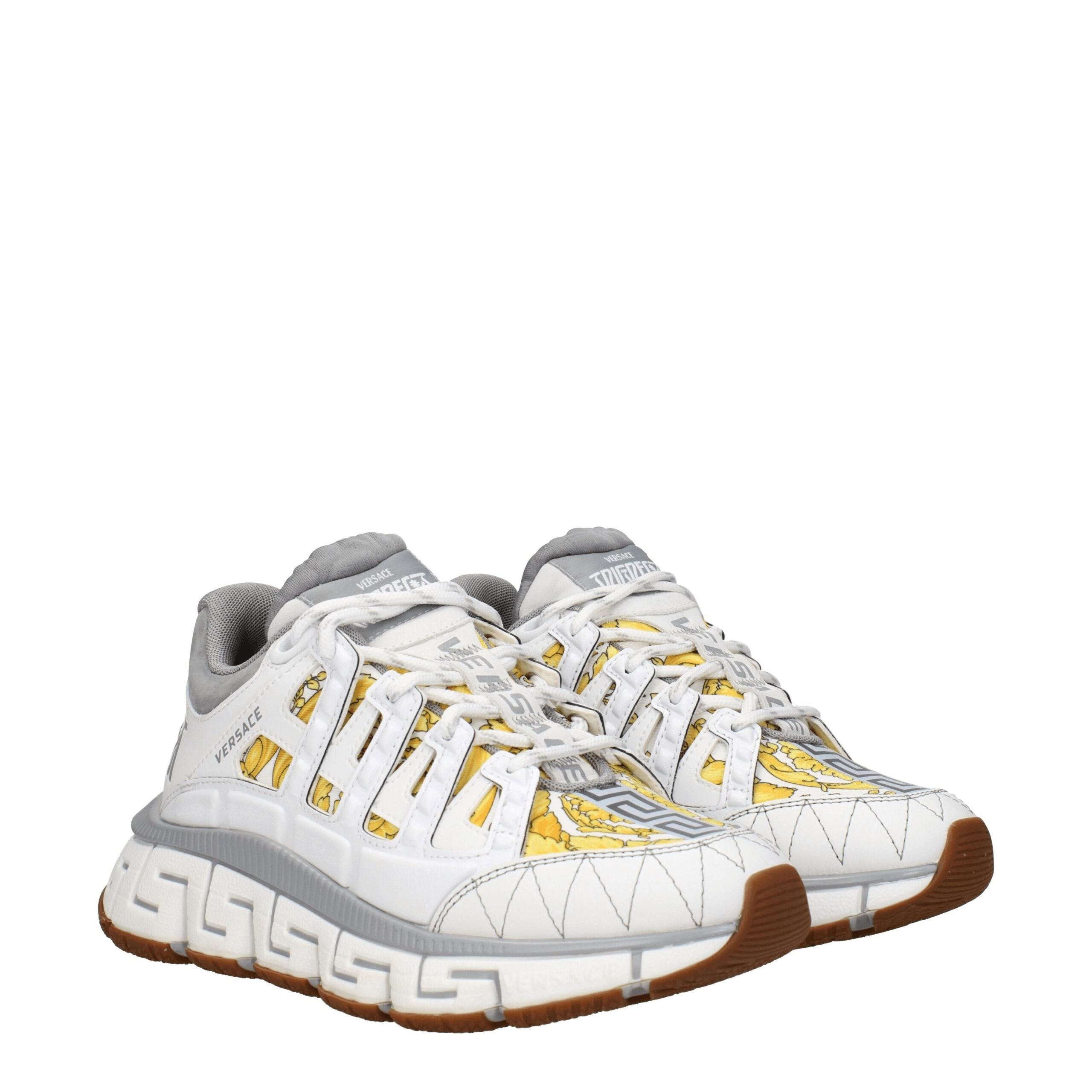 Versace Weißer Stoff Sportliche Turnschuhe