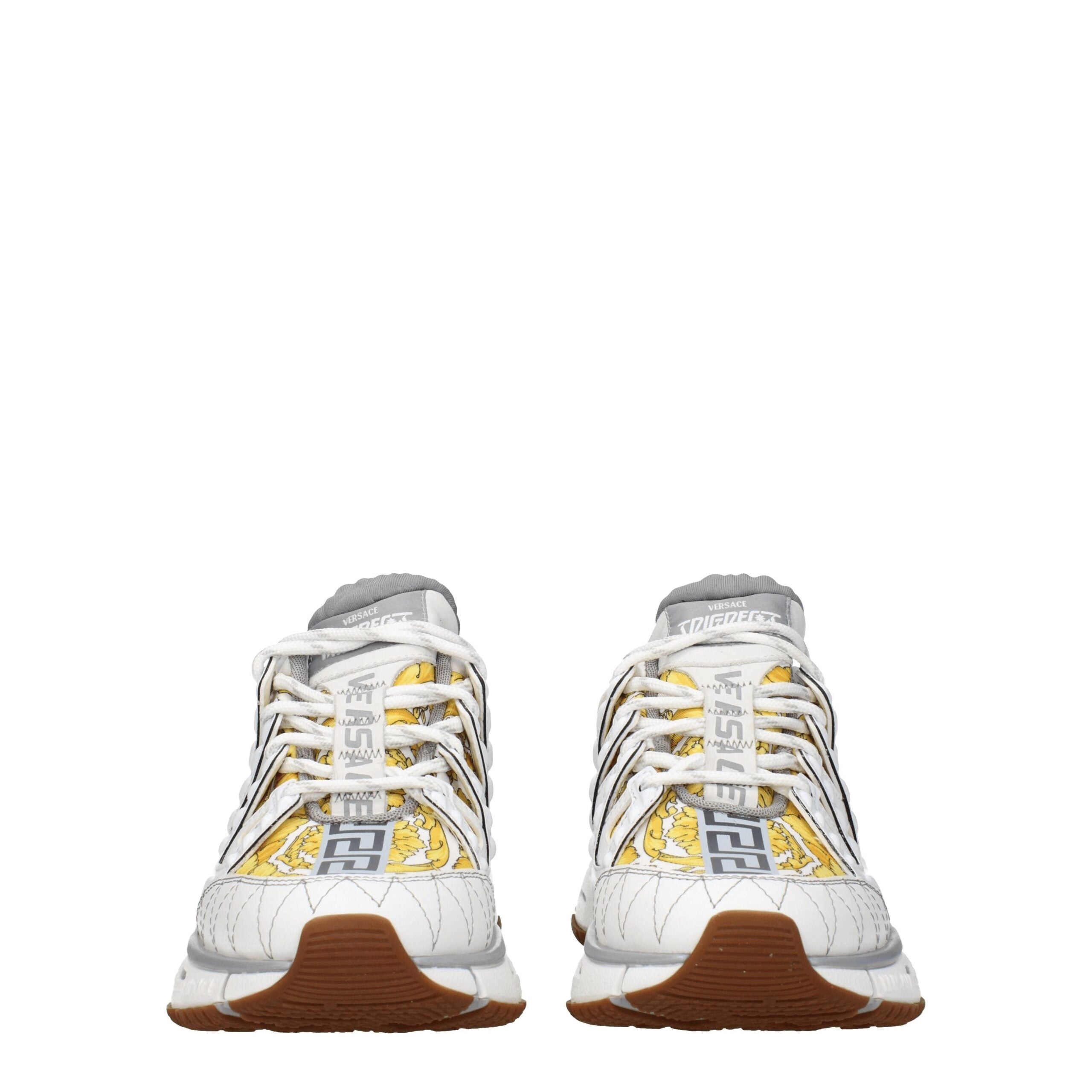 Versace Weißer Stoff Sportliche Turnschuhe