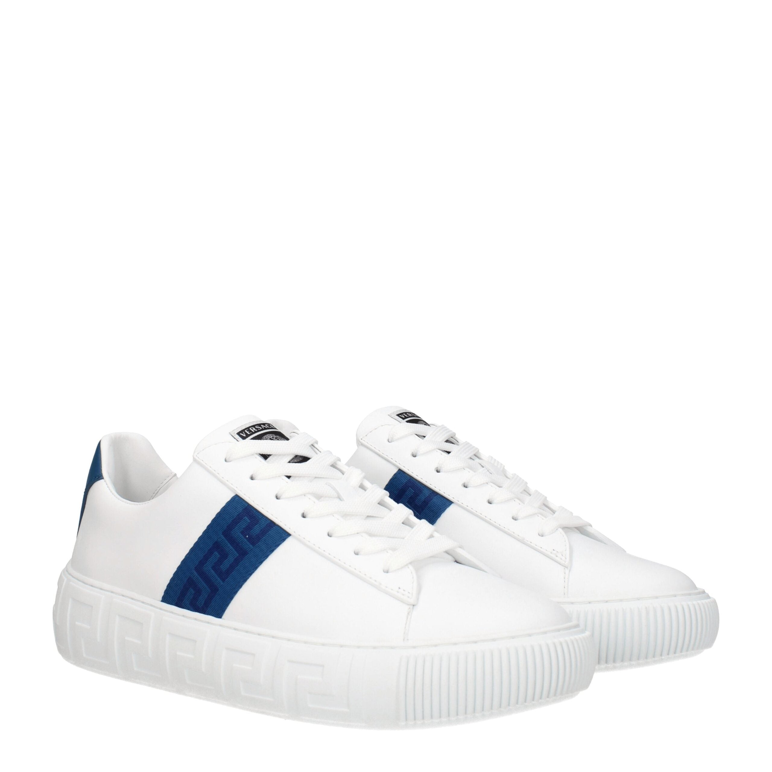 Versace White Low-Top Leather Sneakers