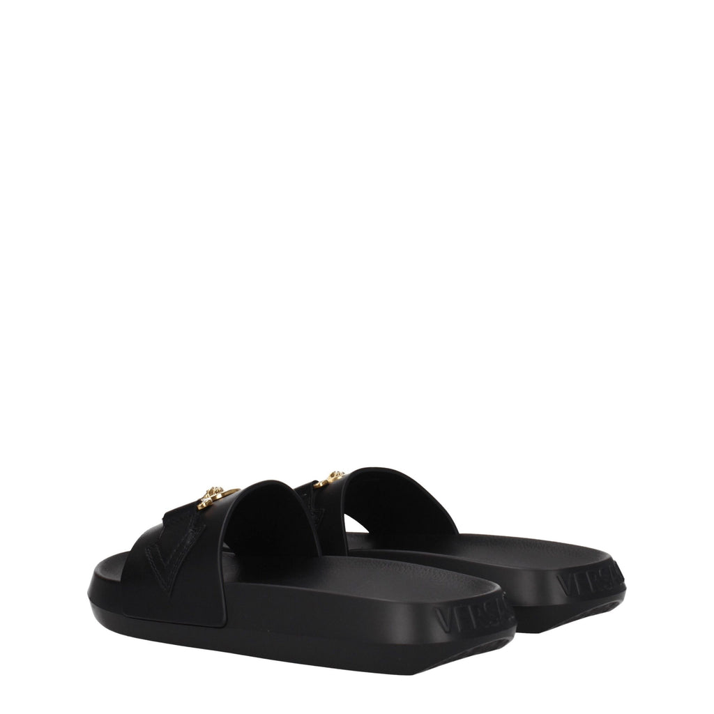 Versace Schwarze Leder-Slipper
