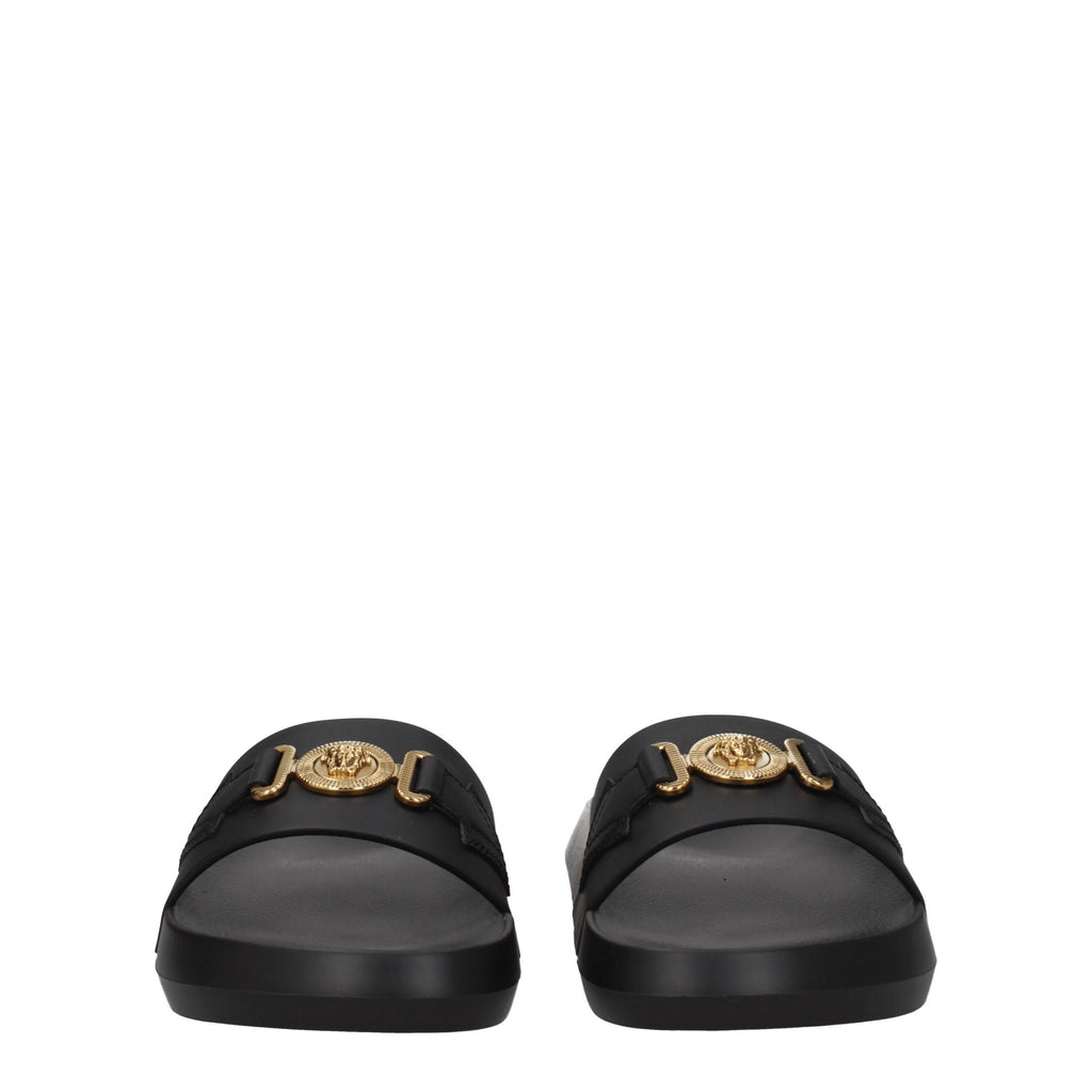 Versace Leder-Hausschuhe in Schwarz
