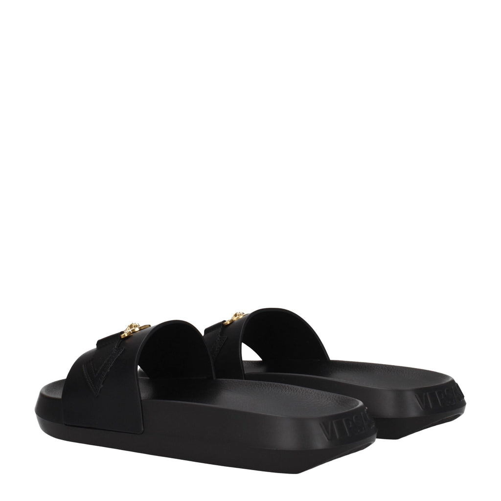 Versace Leder-Hausschuhe in Schwarz