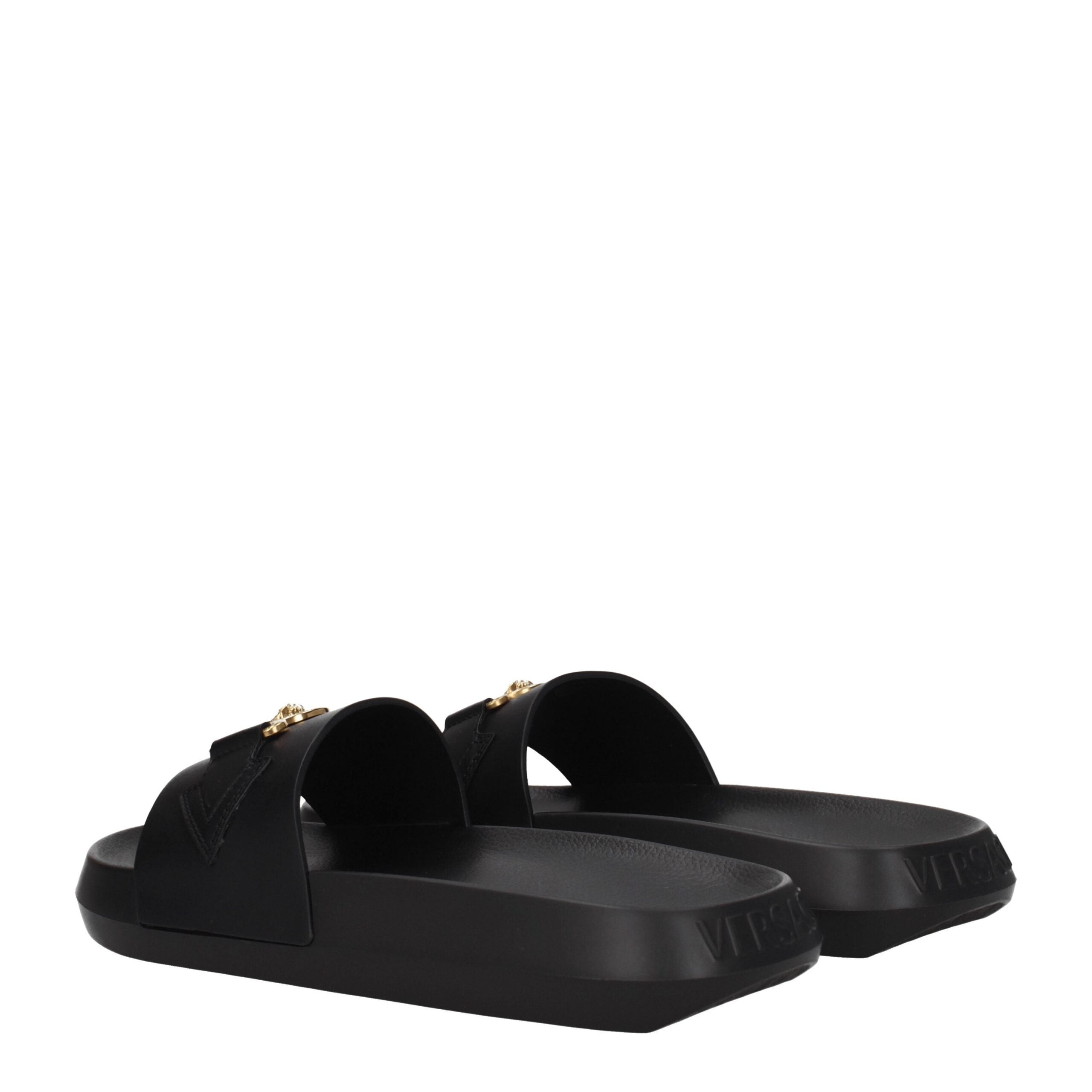 Versace Leder-Hausschuhe in Schwarz