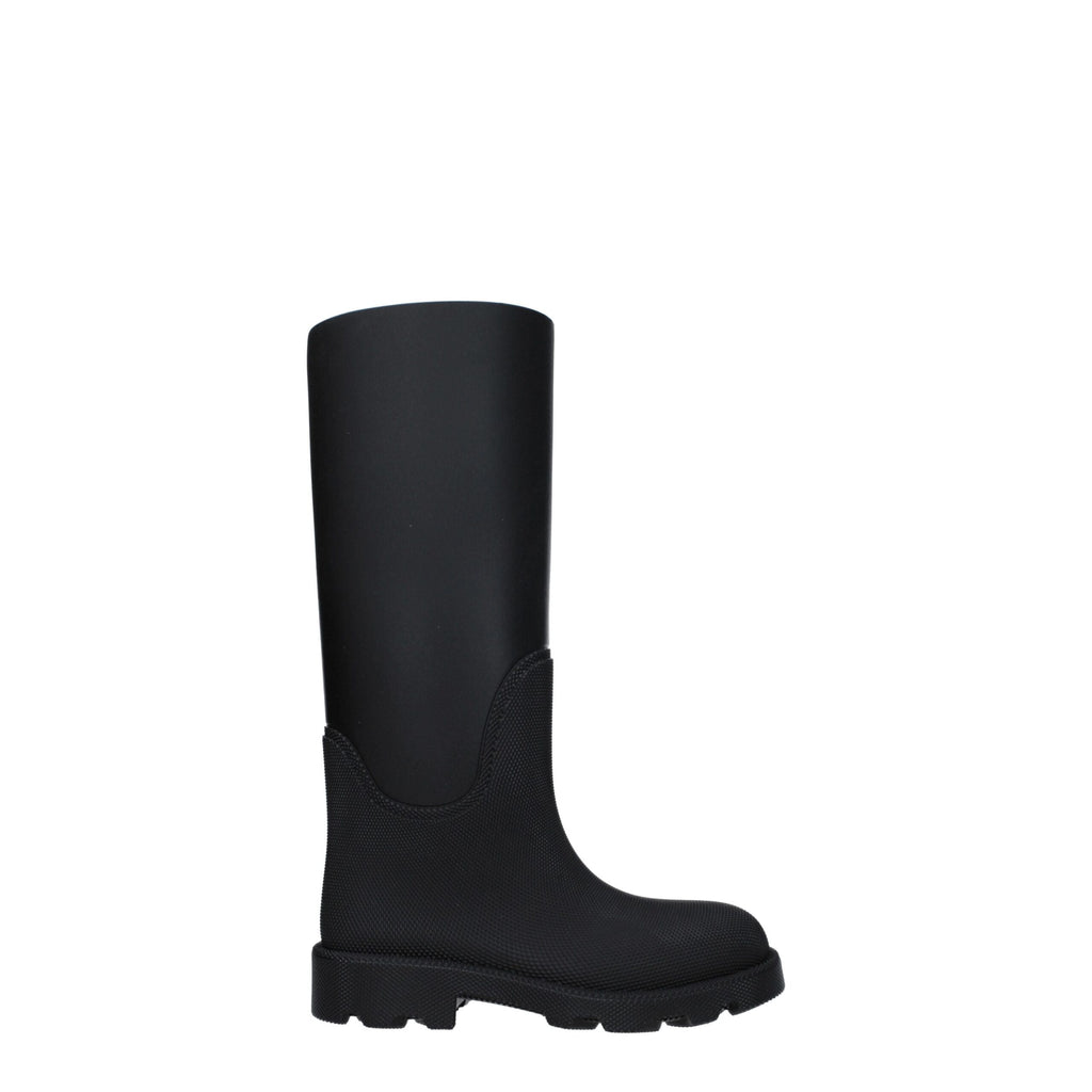 Burberry Schwarze Regenstiefel aus Baumwolle