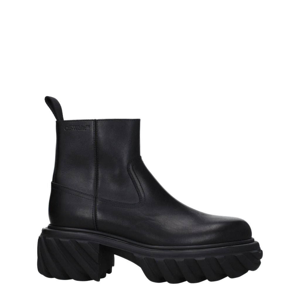 Off-White Schwarze Lederstiefeletten