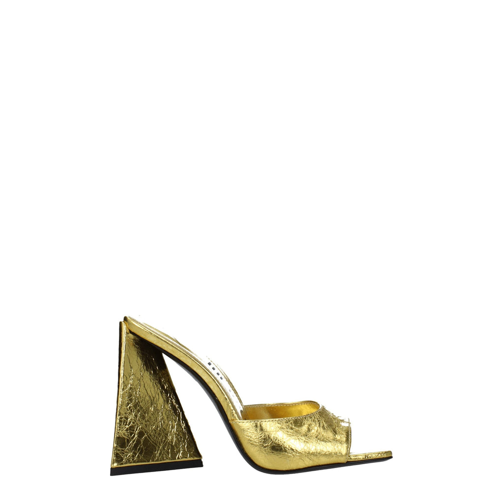 The Attico Goldene Ledersandalen mit Plateauabsatz