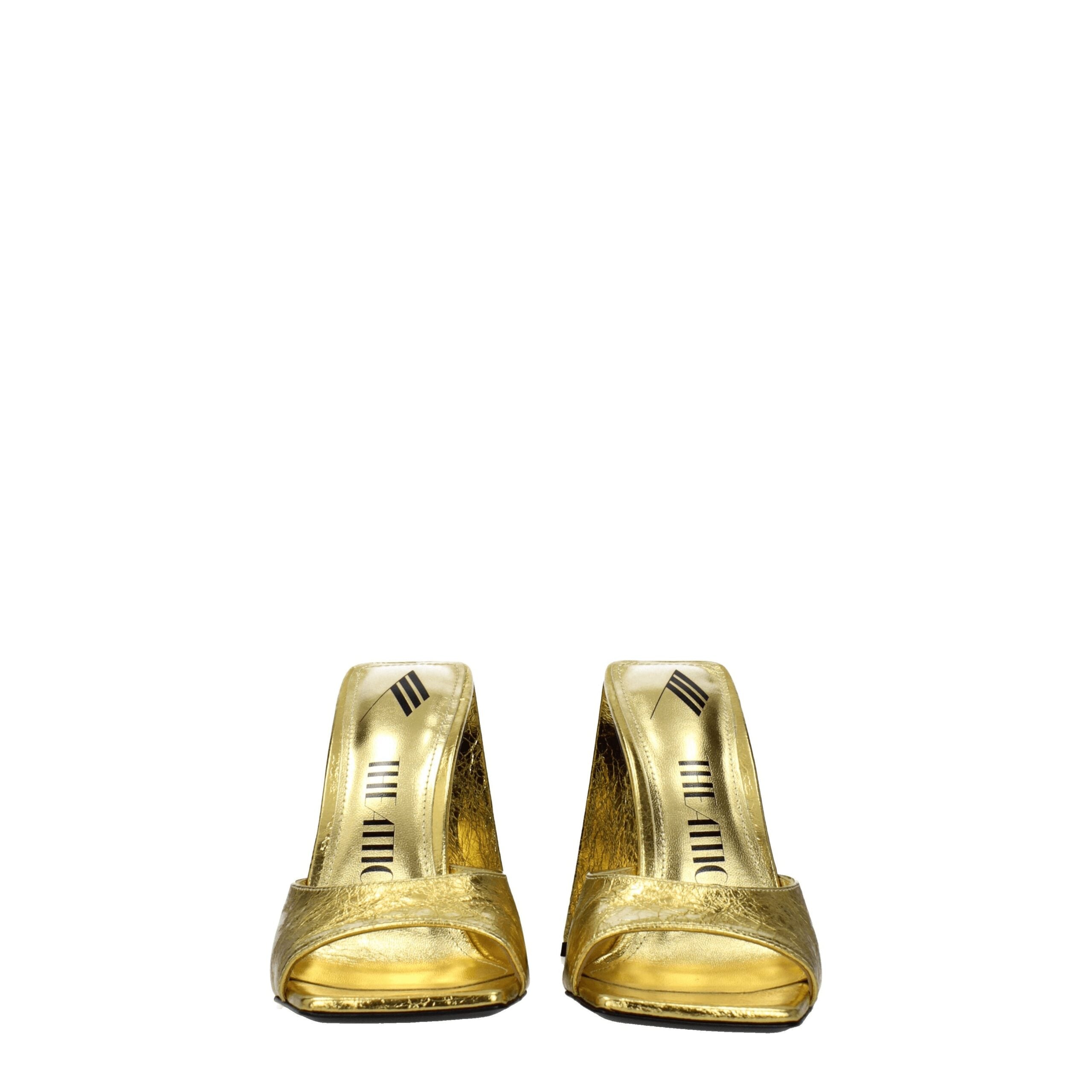 The Attico Goldene Ledersandalen mit Plateauabsatz