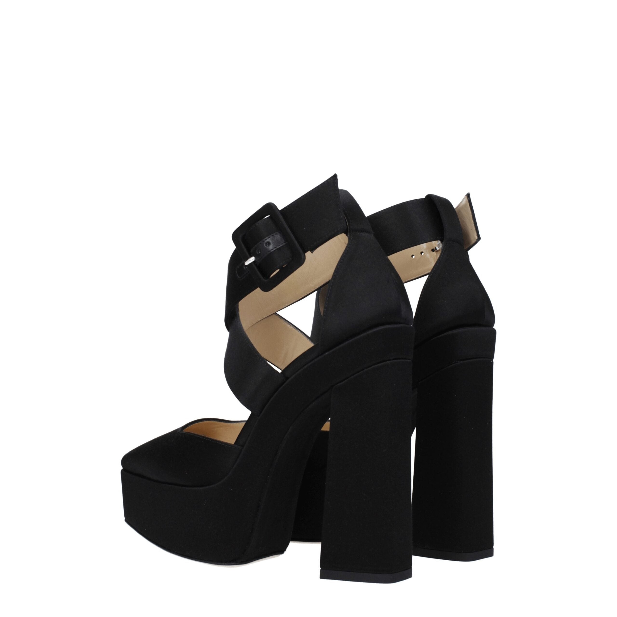 Jimmy Choo Schwarze Satin-Plateau-Sandalen