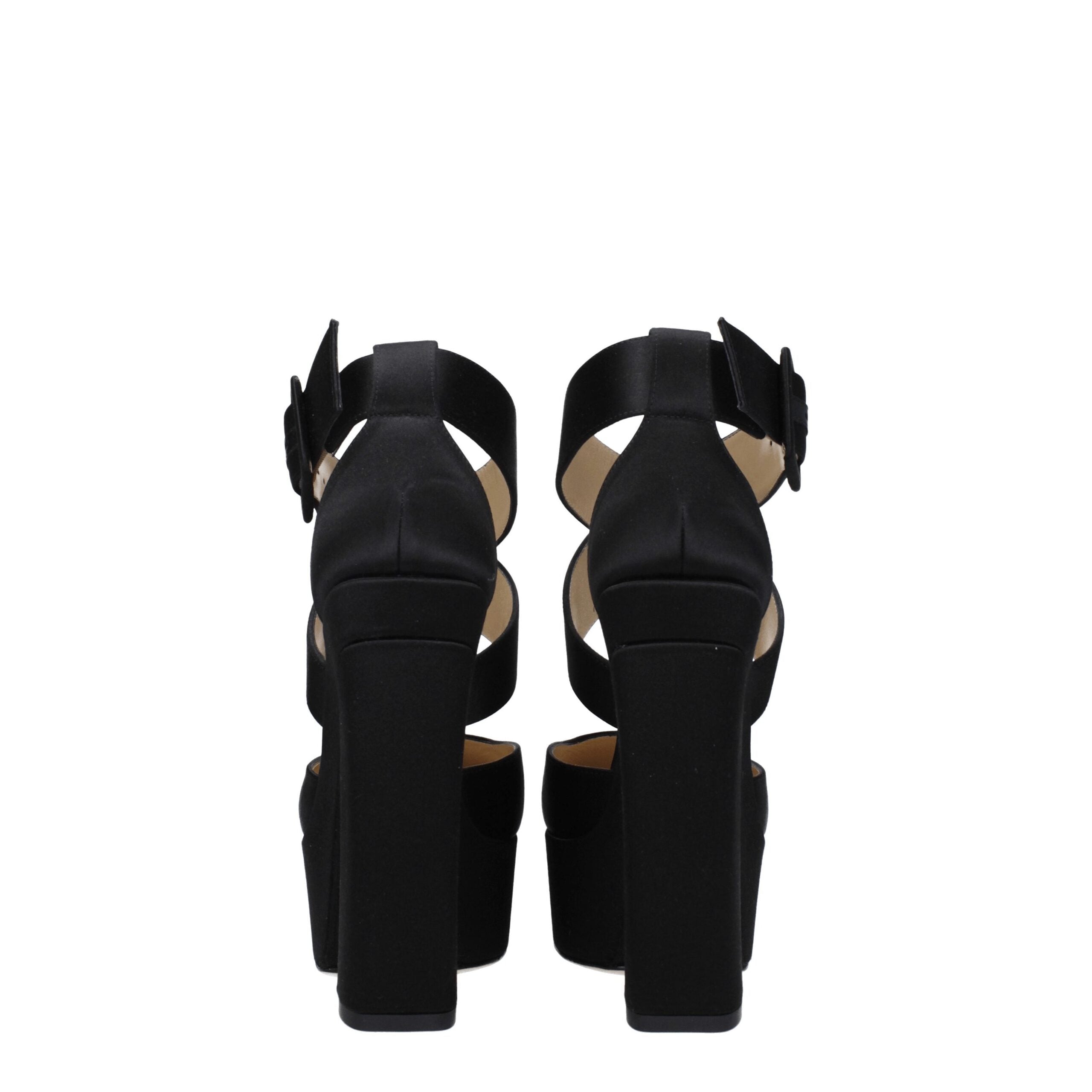 Jimmy Choo Schwarze Satin-Plateau-Sandalen