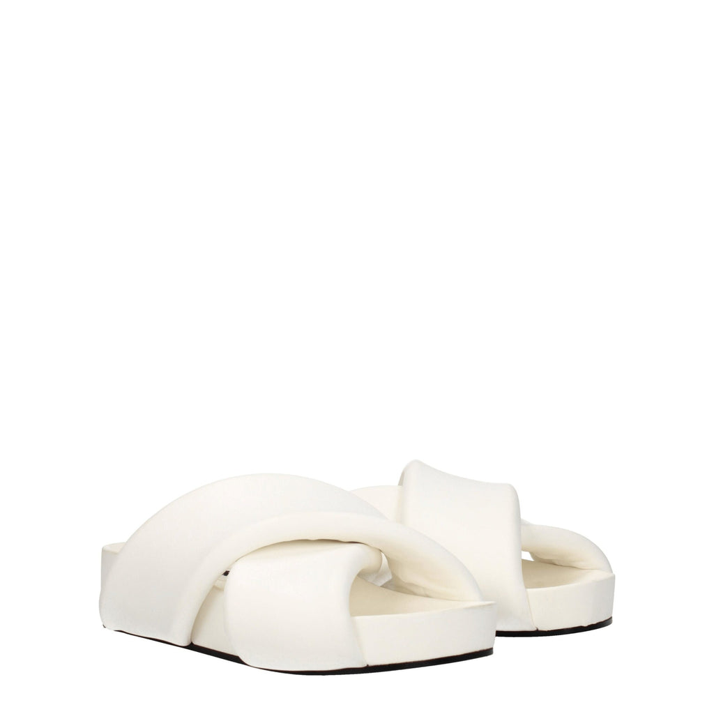 Jil Sander Weiße Leder-Pantoffeln