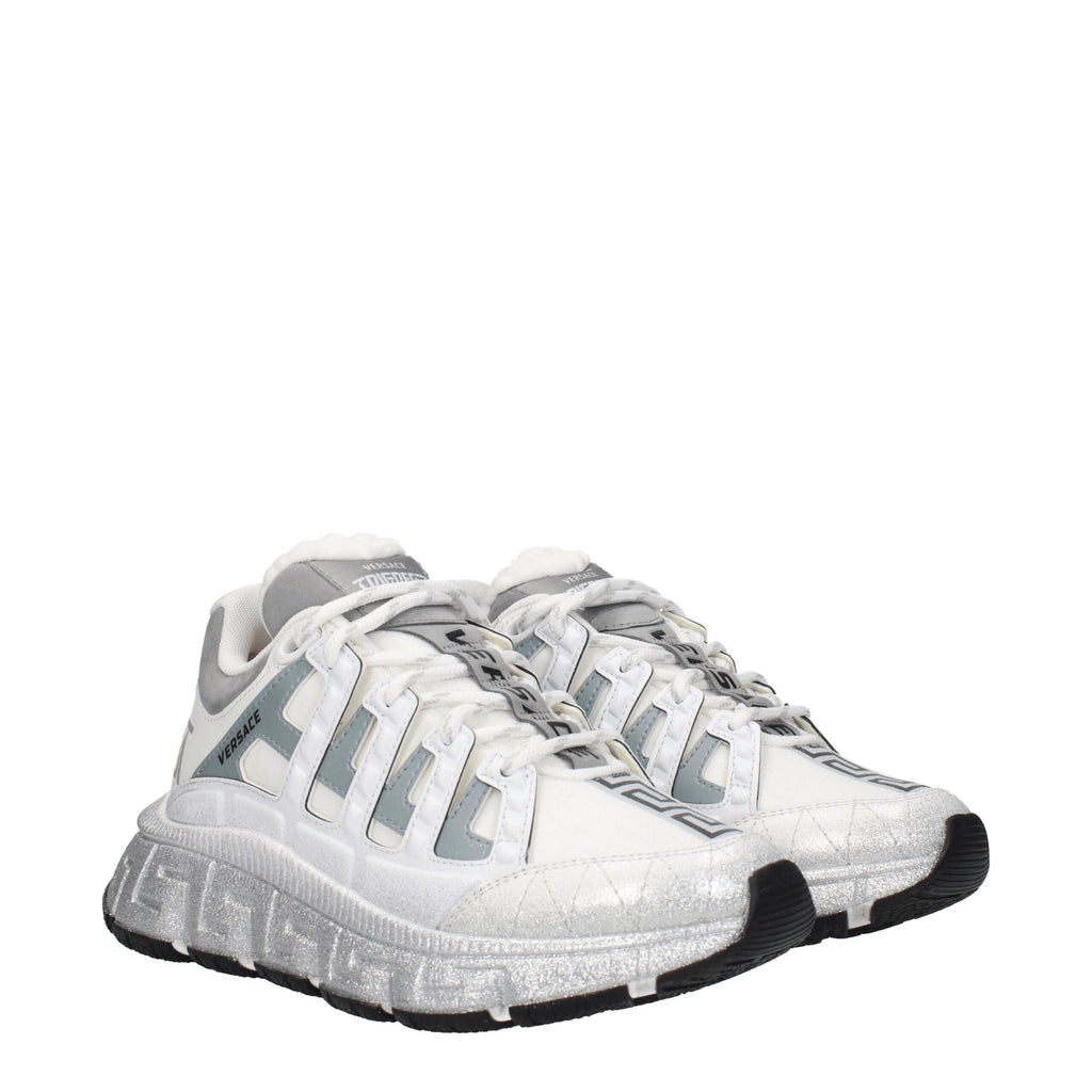 Versace White Fabric Sporty Sneakers