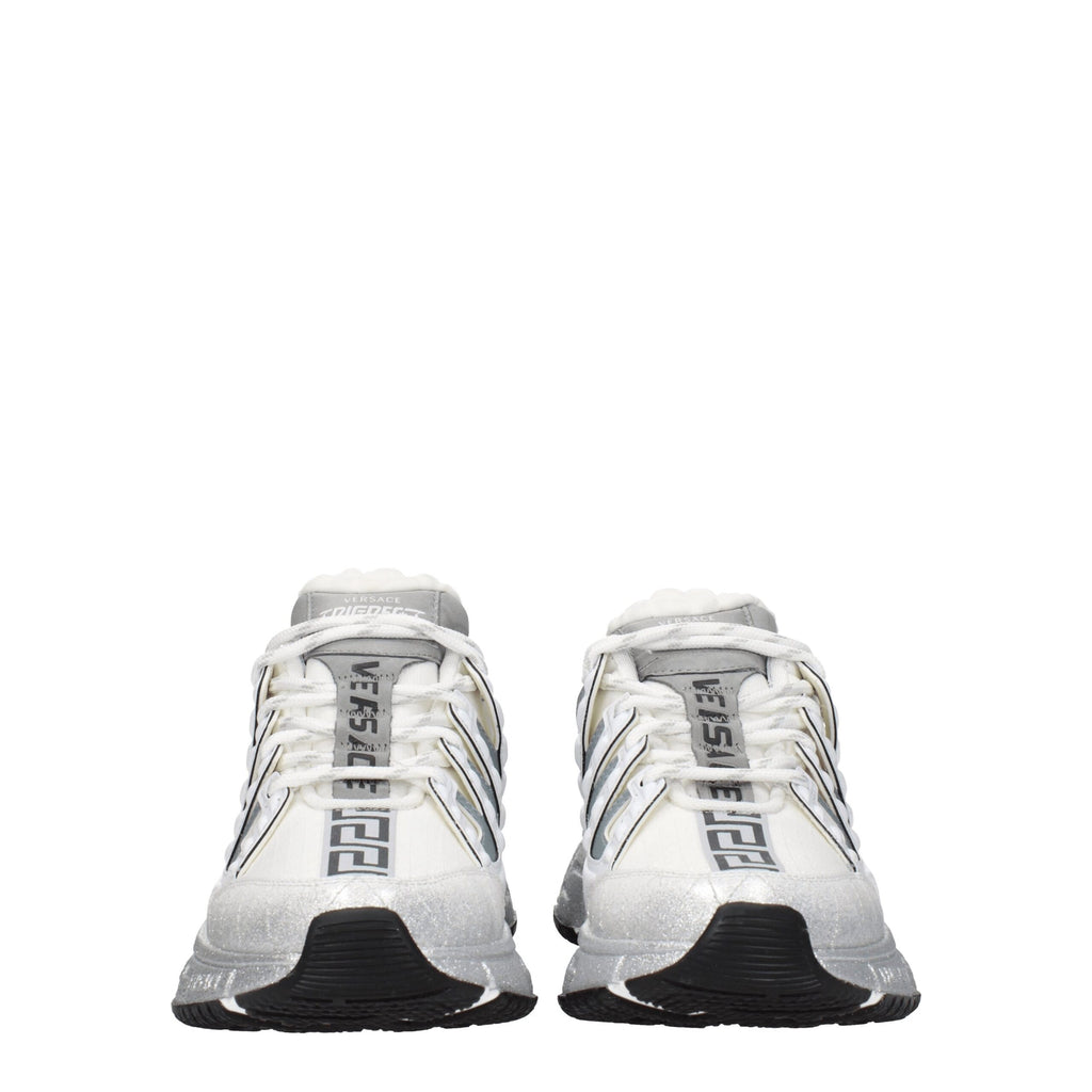 Versace White Fabric Sporty Sneakers