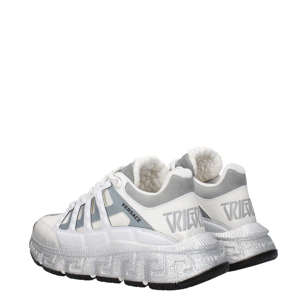 Versace White Fabric Sporty Sneakers