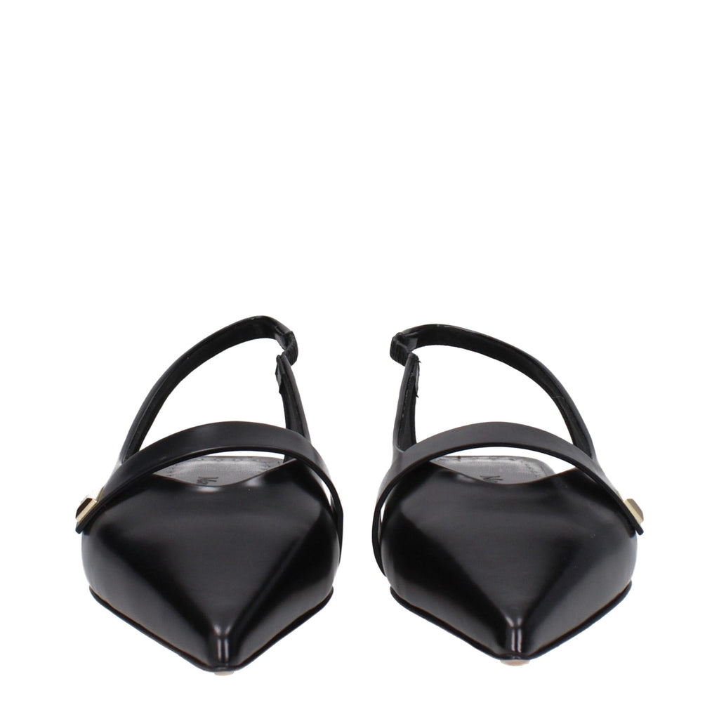 Max Mara Schwarze Leder-Ballett-Flats