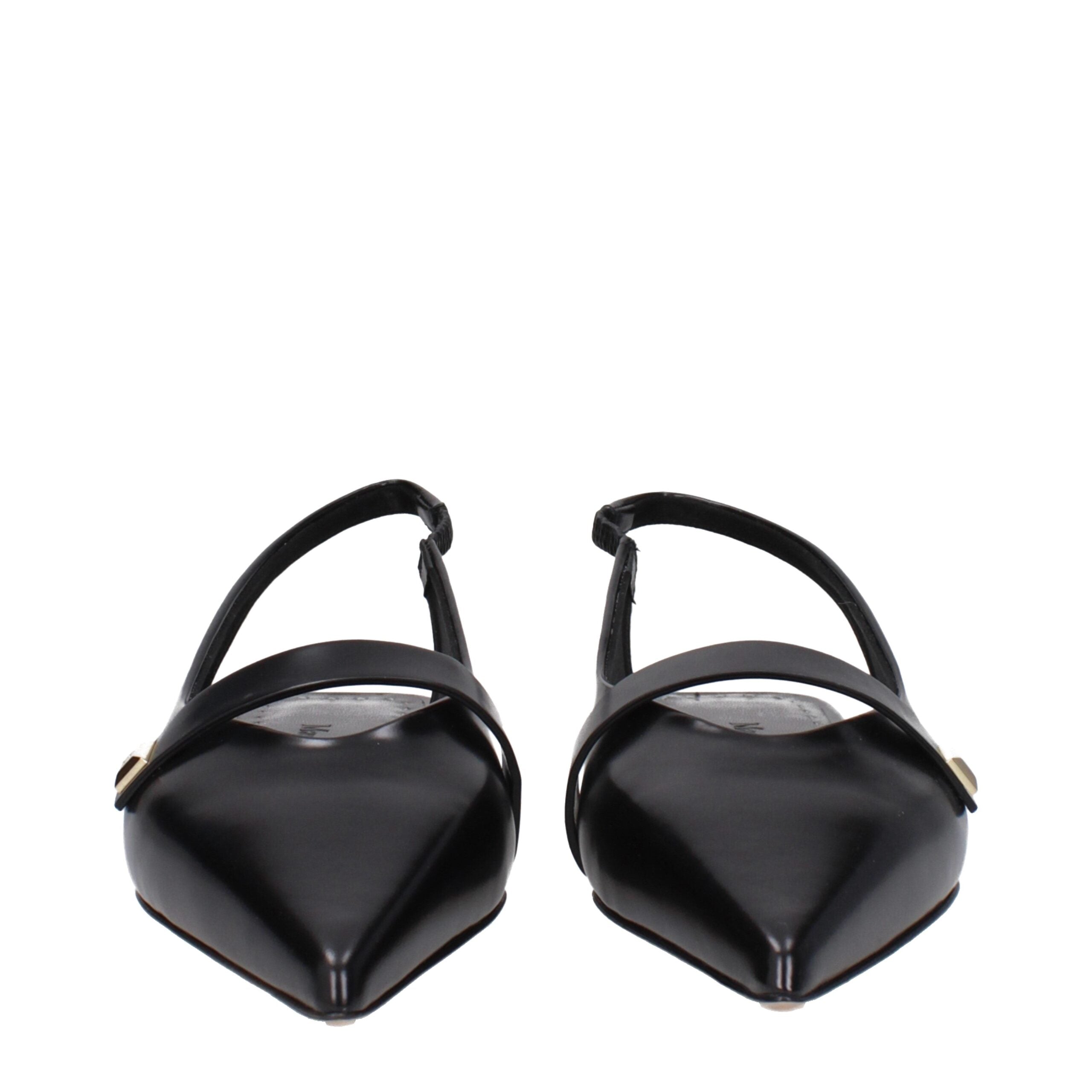 Max Mara Schwarze Leder-Ballett-Flats