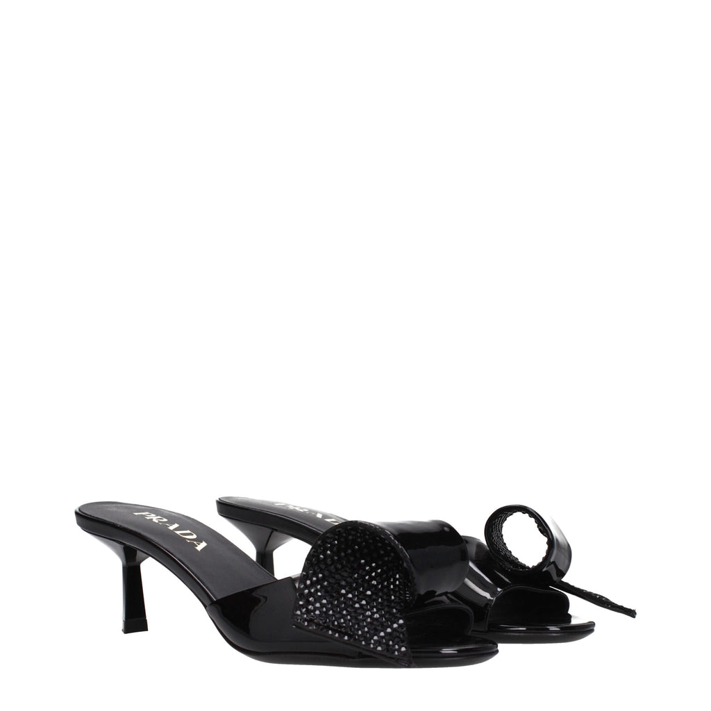 Prada Schwarze Ledersandalen